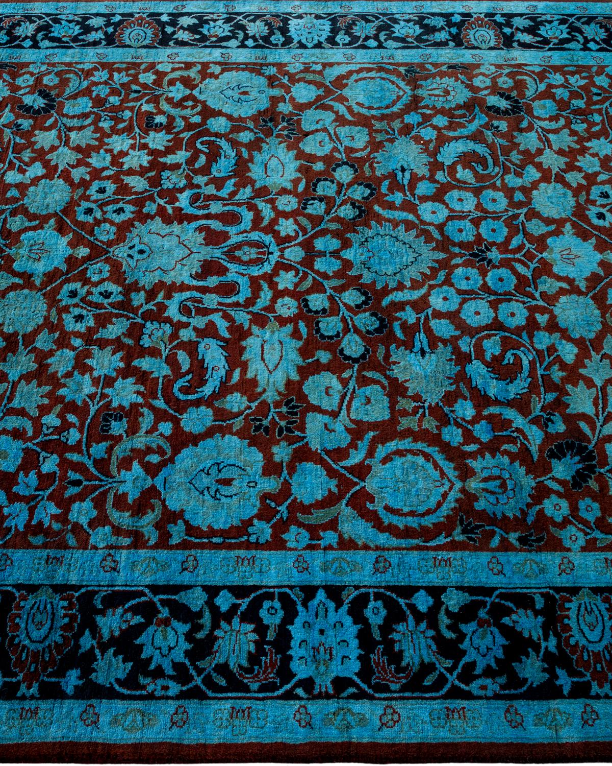 Contemporary Overdyed Hand Knotted Wool Blue Area Rug In New Condition For Sale In Norwalk, CT