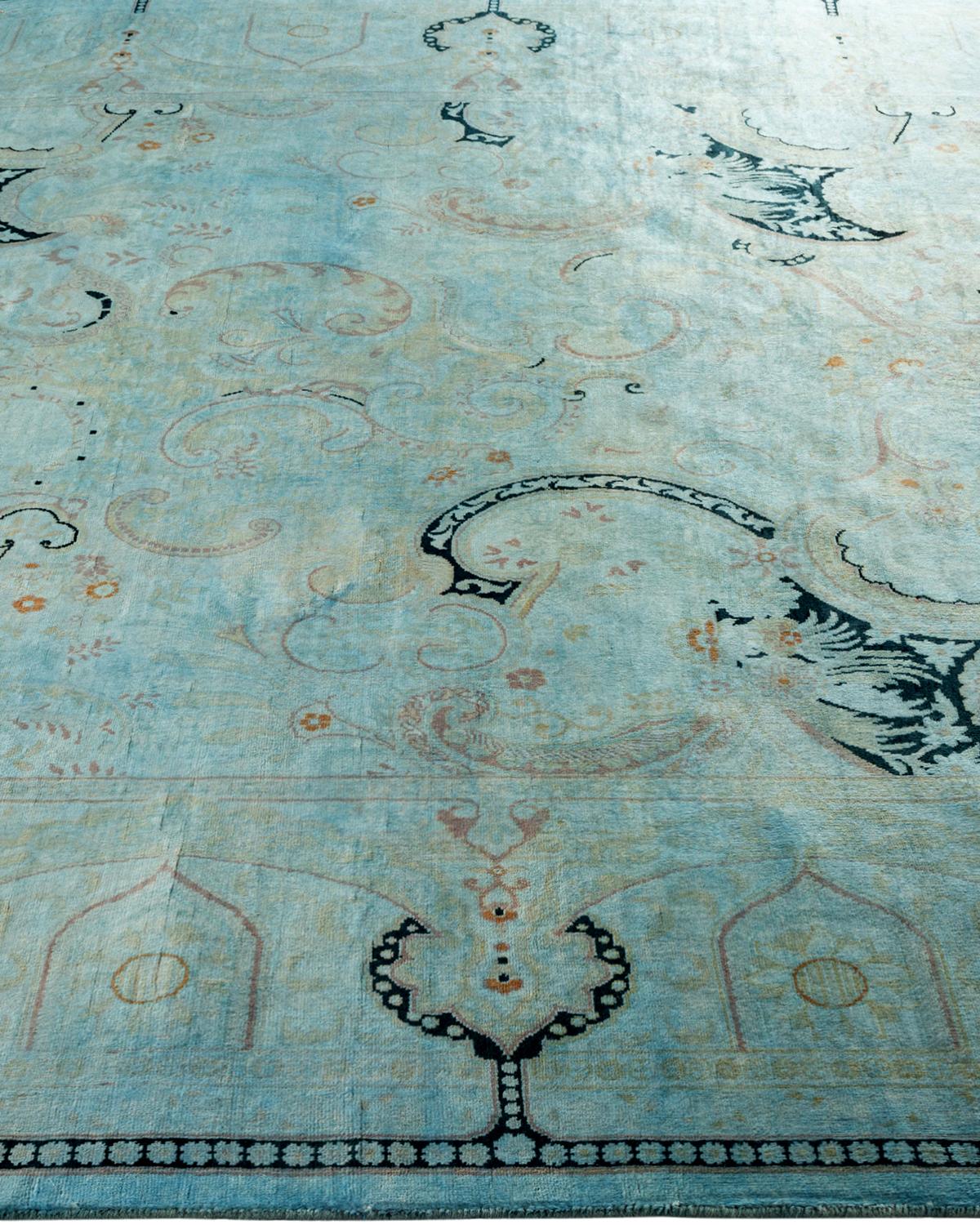Alfombra de lana teñida a mano contemporánea azul en Nuevo estado para la venta en Norwalk, CT