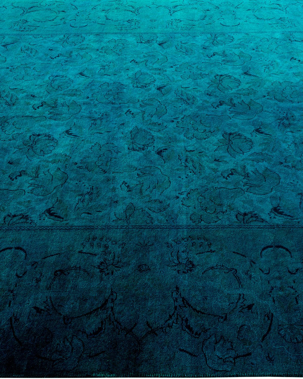 Alfombra de lana teñida a mano contemporánea azul en Nuevo estado para la venta en Norwalk, CT