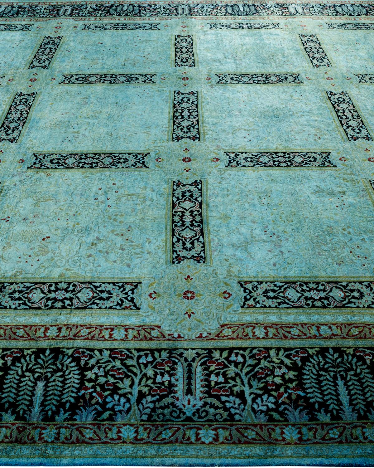 Contemporary Overdyed Hand Knotted Wool Blue Area Rug In New Condition For Sale In Norwalk, CT