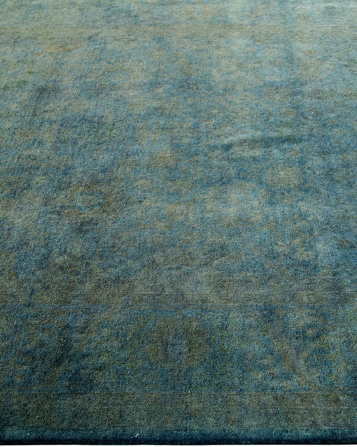 Alfombra de lana teñida a mano contemporánea azul en Nuevo estado para la venta en Norwalk, CT