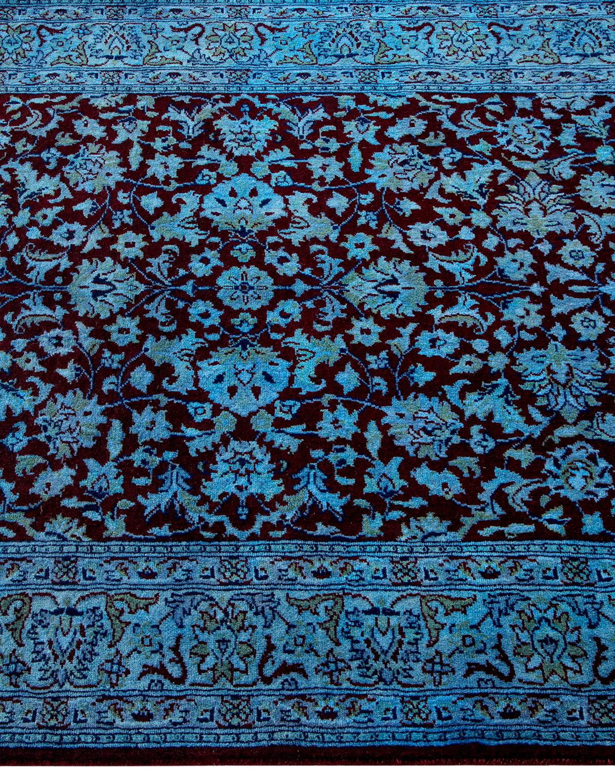 Tappeto contemporaneo in lana sovratinta annodata a mano di colore blu In condizioni Nuovo in vendita a Norwalk, CT
