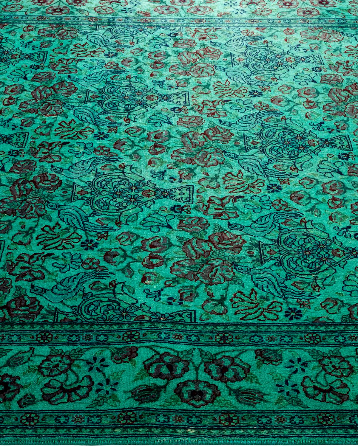 Tapis de sol contemporain en laine surteinte nouée à la main, bleu Neuf - En vente à Norwalk, CT