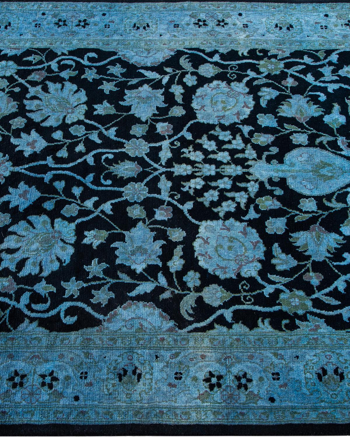 Contemporary Overdyed Hand Knotted Wool Blue Area Rug im Zustand „Neu“ im Angebot in Norwalk, CT