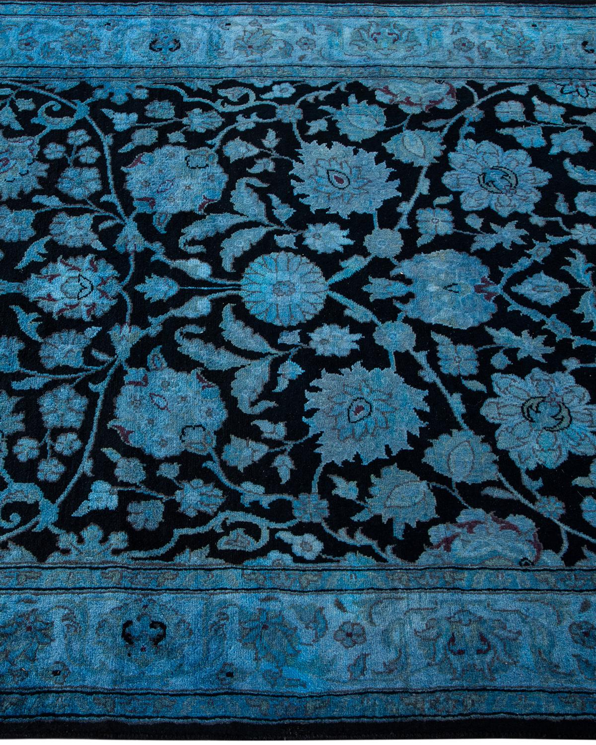 Contemporary Overdyed Hand Knotted Wool Blue Area Rug im Zustand „Neu“ im Angebot in Norwalk, CT