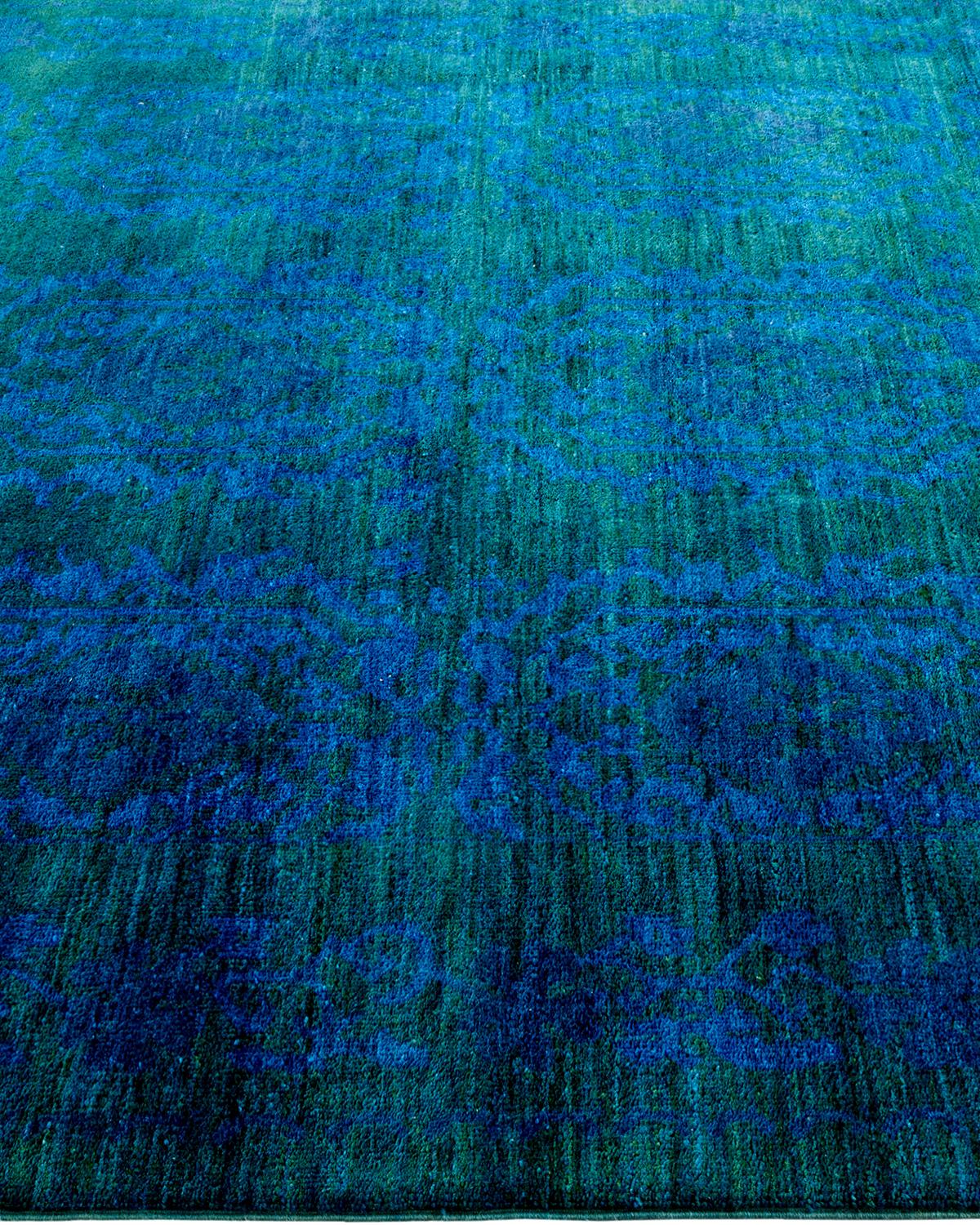 Tapis de sol contemporain en laine surteinte nouée à la main, bleu Neuf - En vente à Norwalk, CT