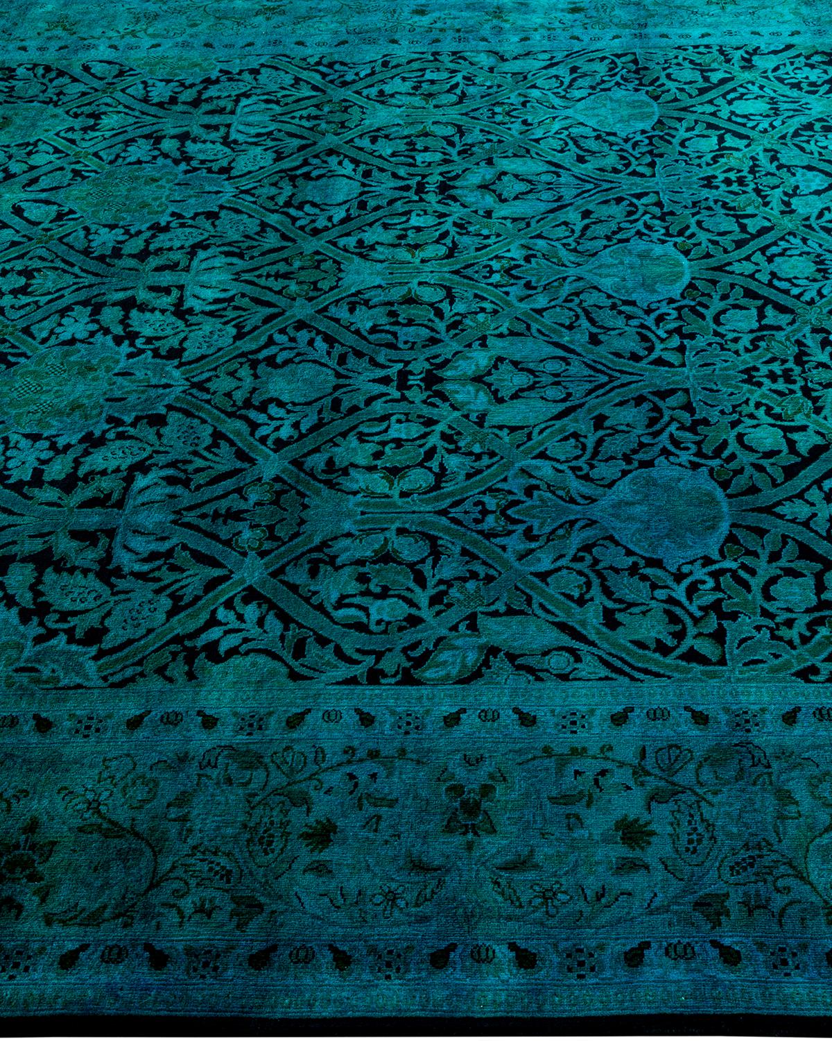 Contemporary Overdyed Hand Knotted Wool Blue Area Rug In New Condition In Norwalk, CT