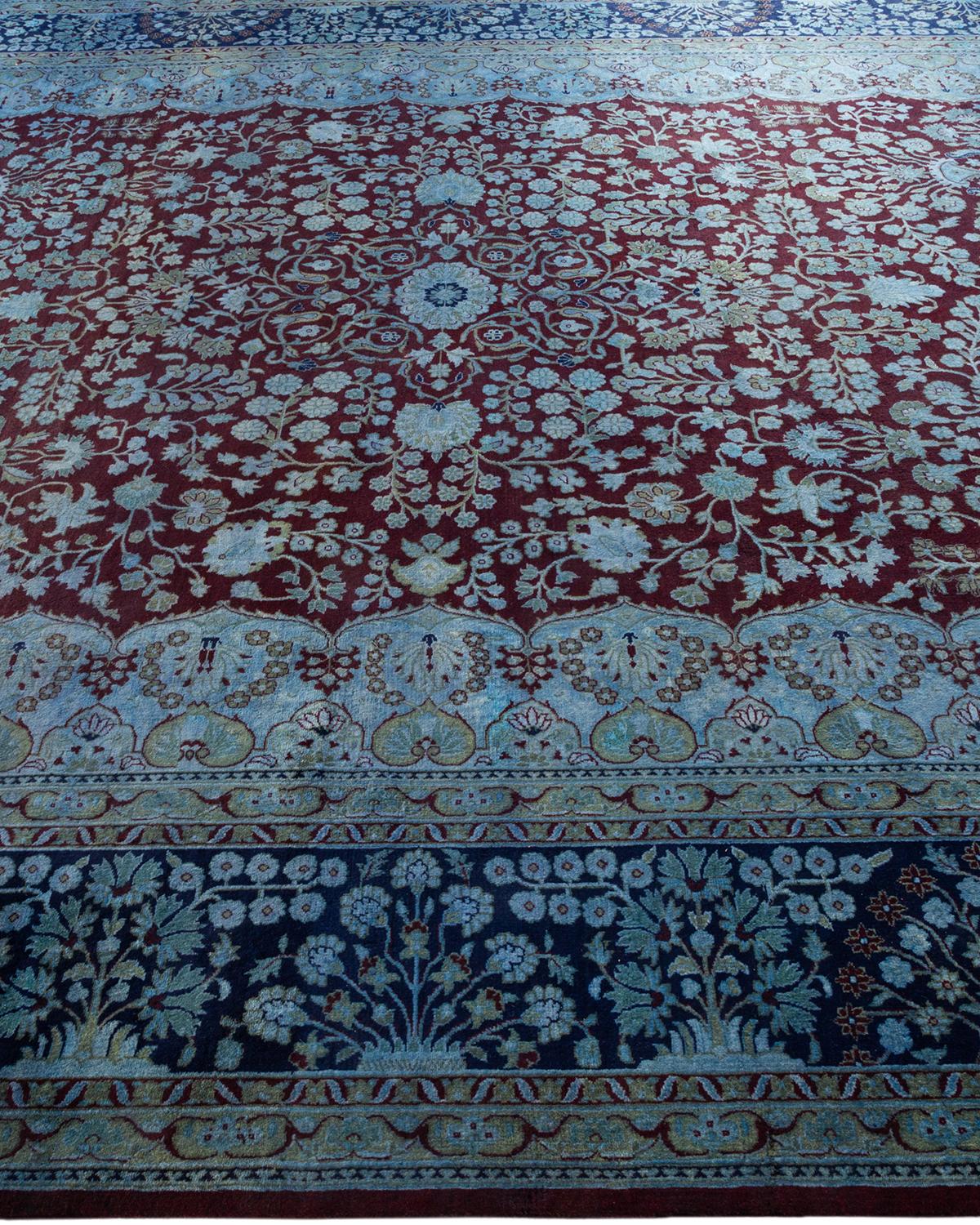 Contemporary Overdyed Hand Knotted Wool Blue Area Rug In New Condition For Sale In Norwalk, CT