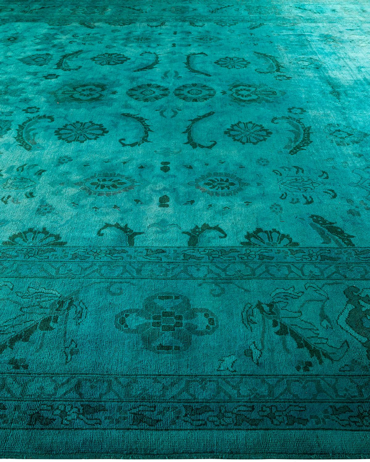 Contemporary Overdyed Hand Knotted Wool Blue Area Rug im Zustand „Neu“ im Angebot in Norwalk, CT