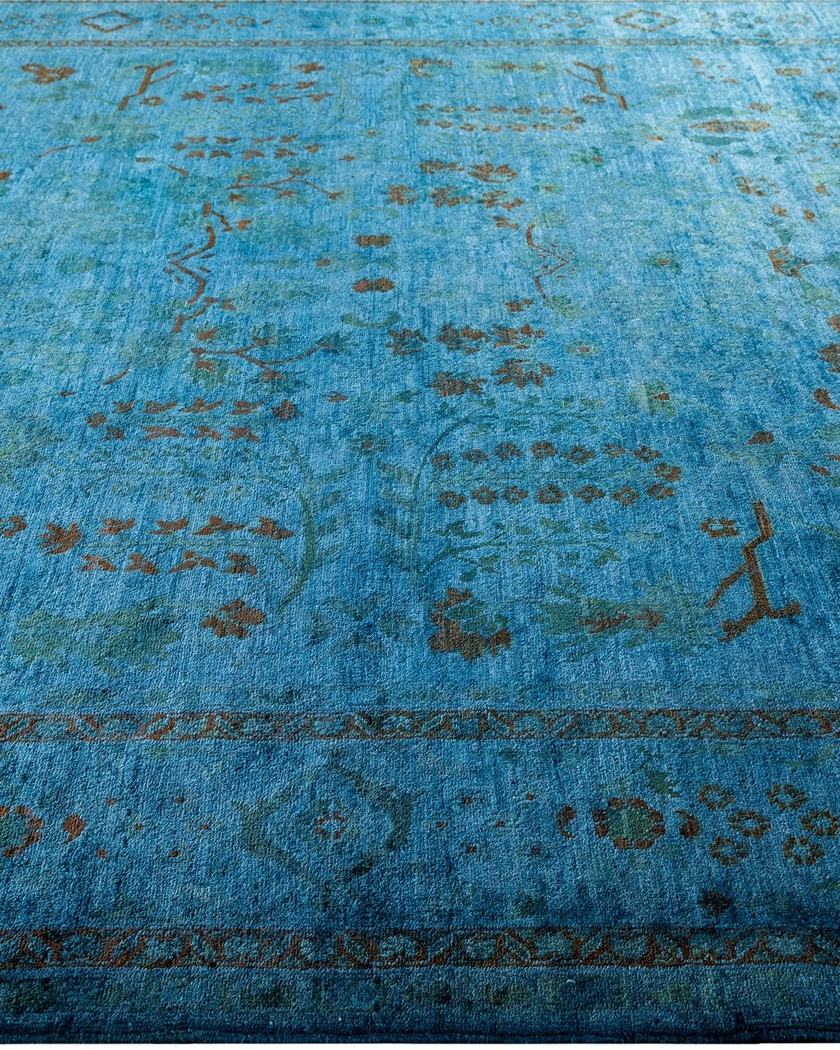 Alfombra de lana teñida a mano contemporánea azul en Nuevo estado para la venta en Norwalk, CT
