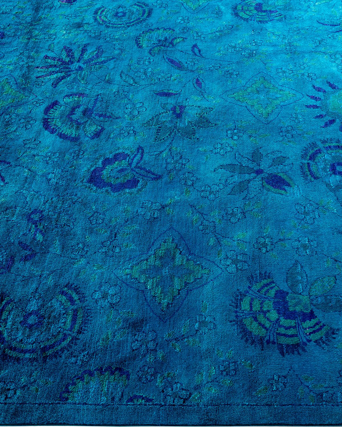 Contemporary Overdyed Hand Knotted Wool Blue Area Rug im Zustand „Neu“ im Angebot in Norwalk, CT