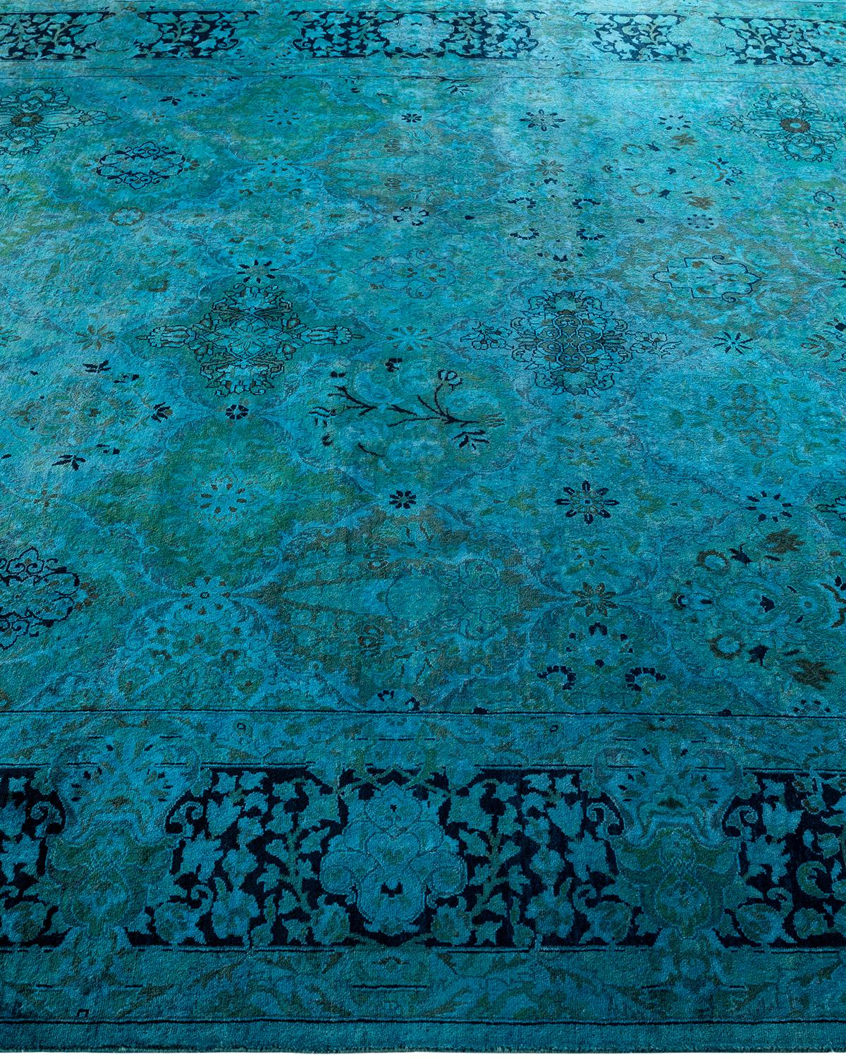 Alfombra de lana teñida a mano contemporánea azul en Nuevo estado para la venta en Norwalk, CT