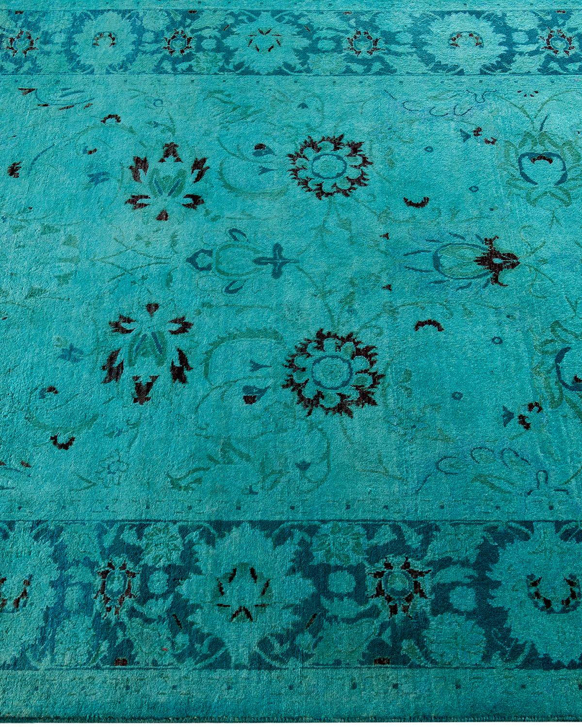 Tapis de sol contemporain en laine surteinte nouée à la main, bleu Neuf - En vente à Norwalk, CT