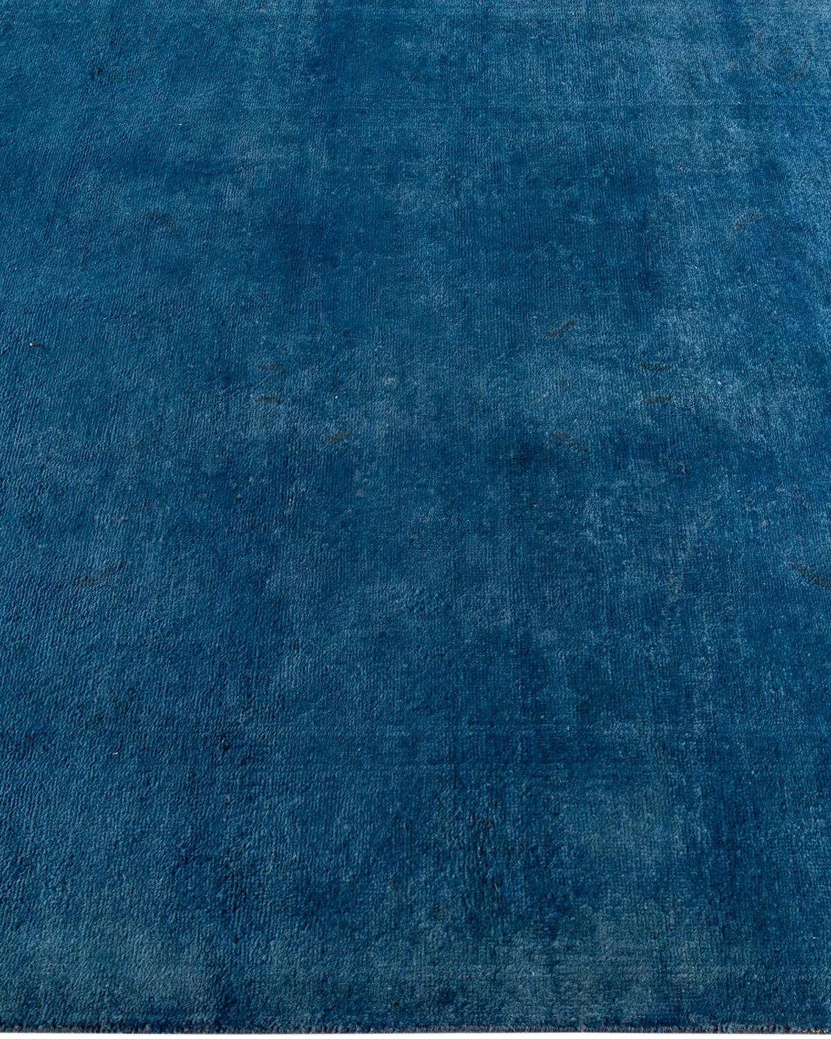 Contemporary Overdyed Hand Knotted Wool Blue Area Rug In New Condition For Sale In Norwalk, CT