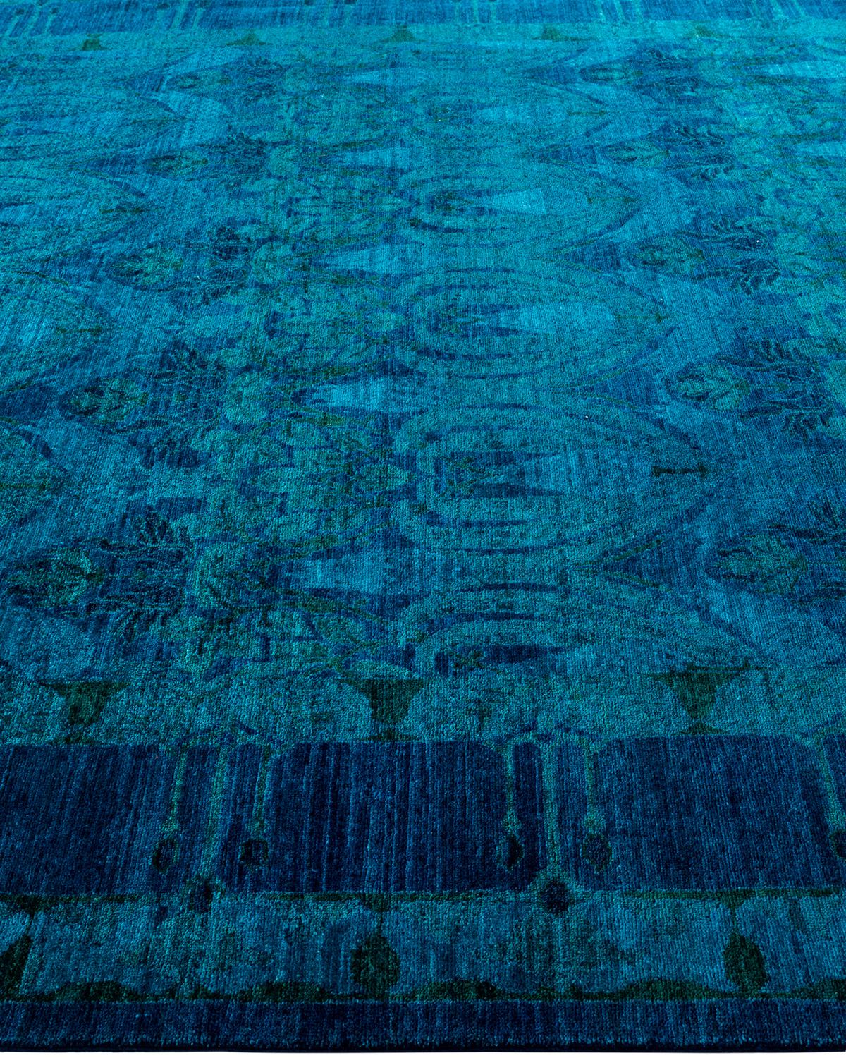Contemporary Overdyed Hand Knotted Wool Blue Area Rug im Zustand „Neu“ im Angebot in Norwalk, CT