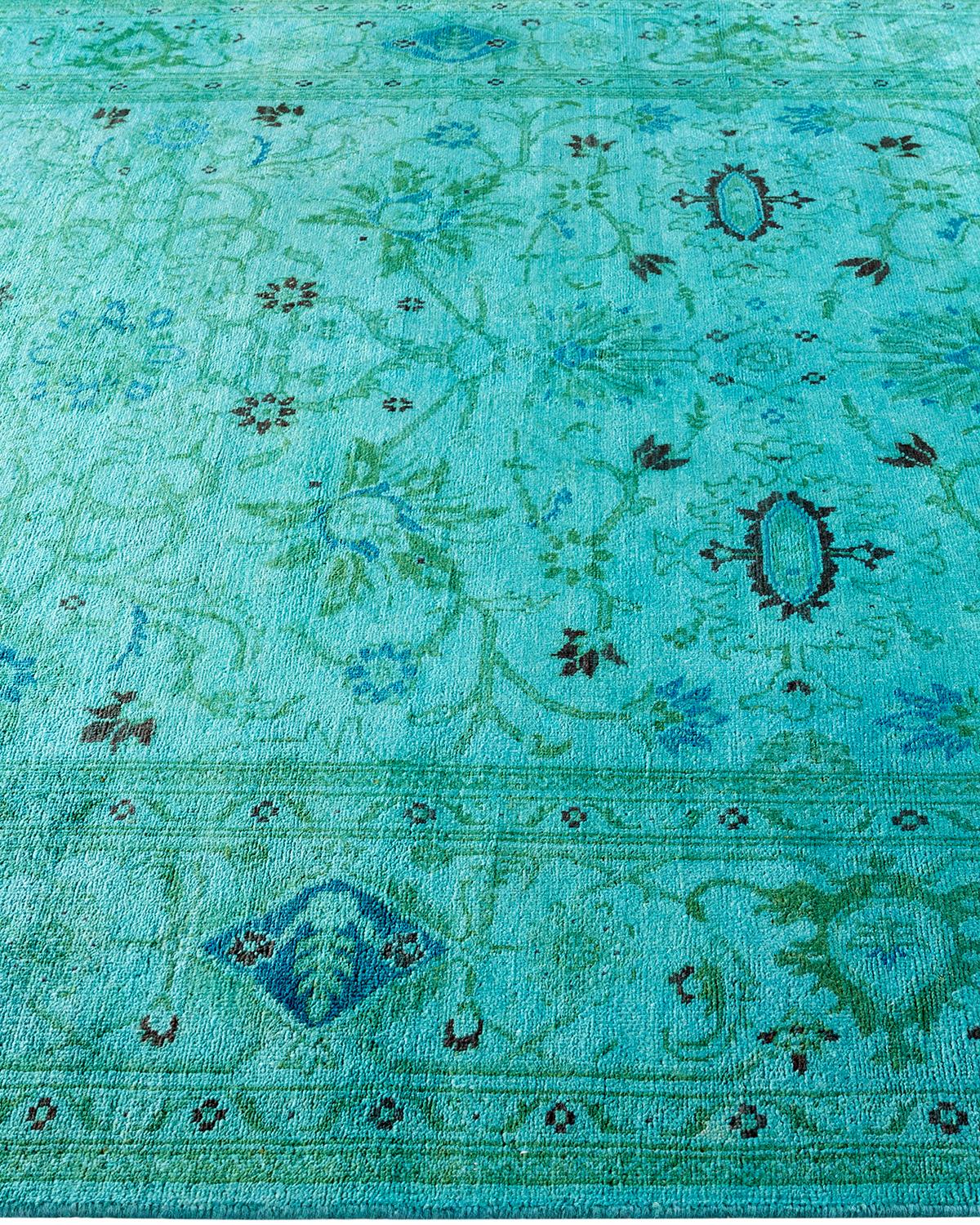 Tapis de sol contemporain en laine surteinte nouée à la main, bleu Neuf - En vente à Norwalk, CT