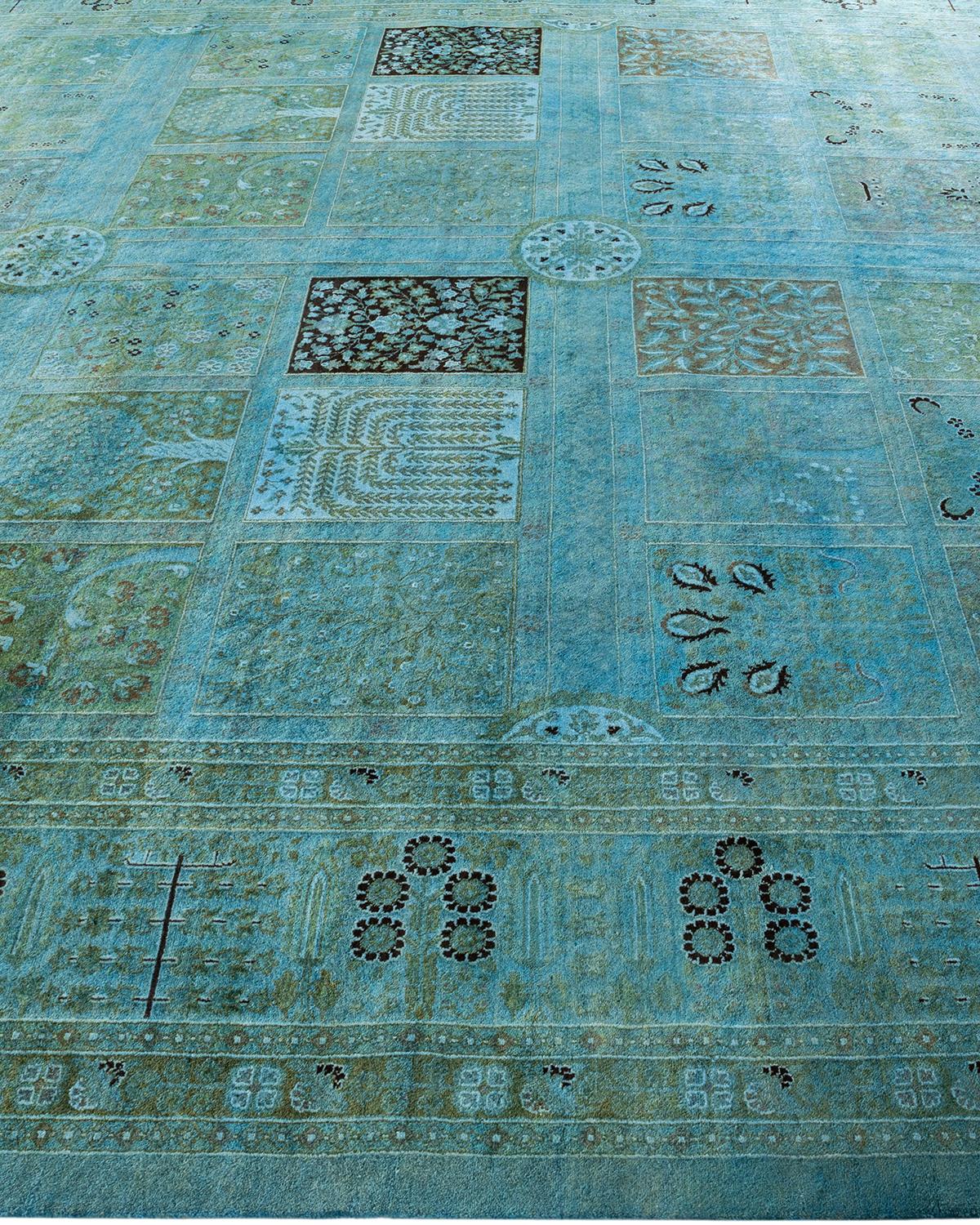 Alfombra de lana teñida a mano contemporánea azul en Nuevo estado para la venta en Norwalk, CT