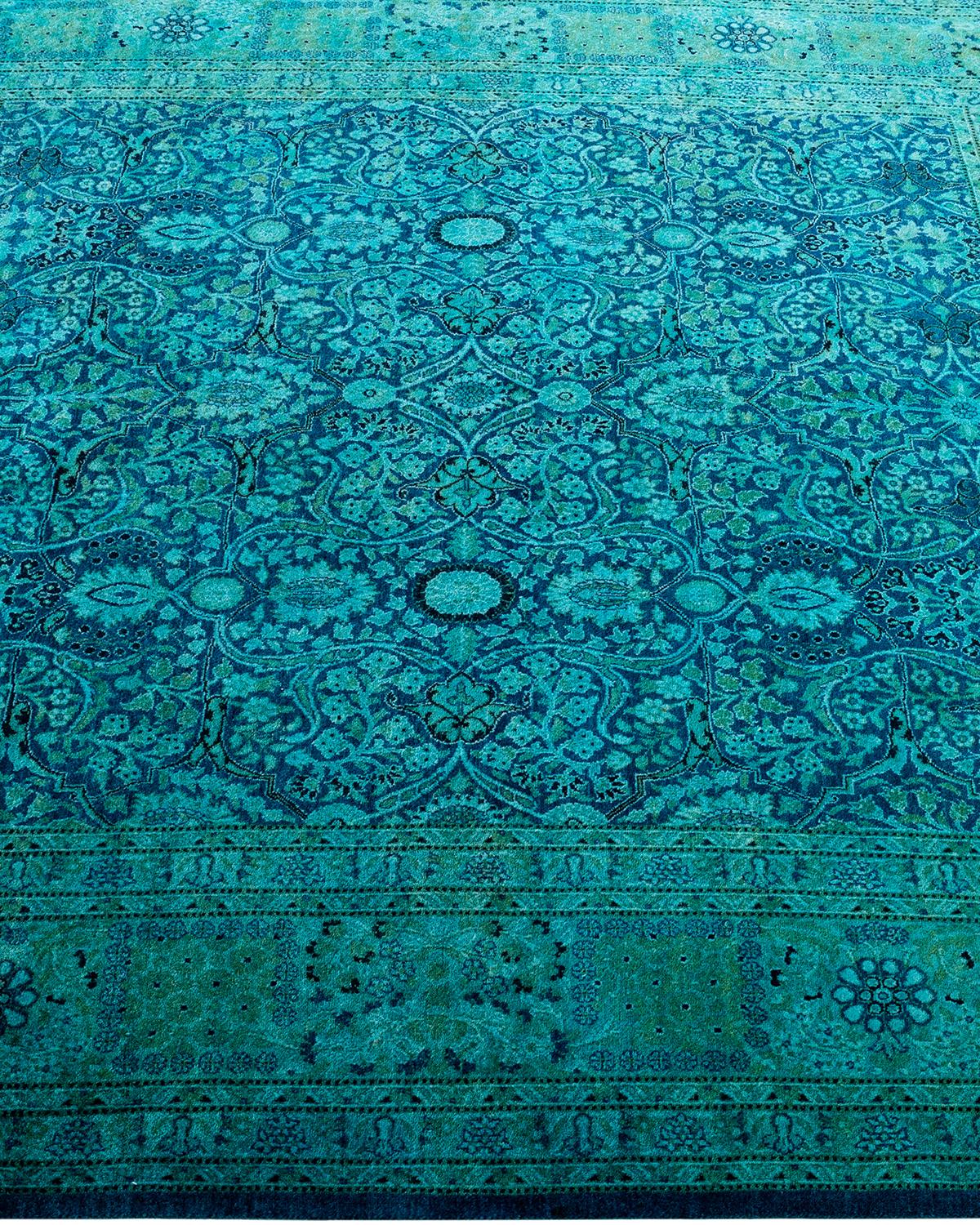 Alfombra de lana teñida a mano contemporánea azul en Nuevo estado para la venta en Norwalk, CT