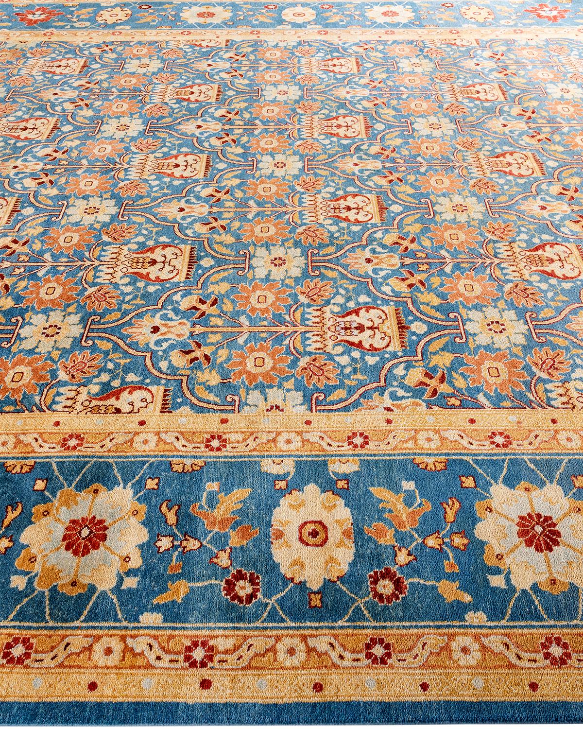 Contemporary Overdyed Hand Knotted Wool Blue Area Rug im Zustand „Neu“ im Angebot in Norwalk, CT