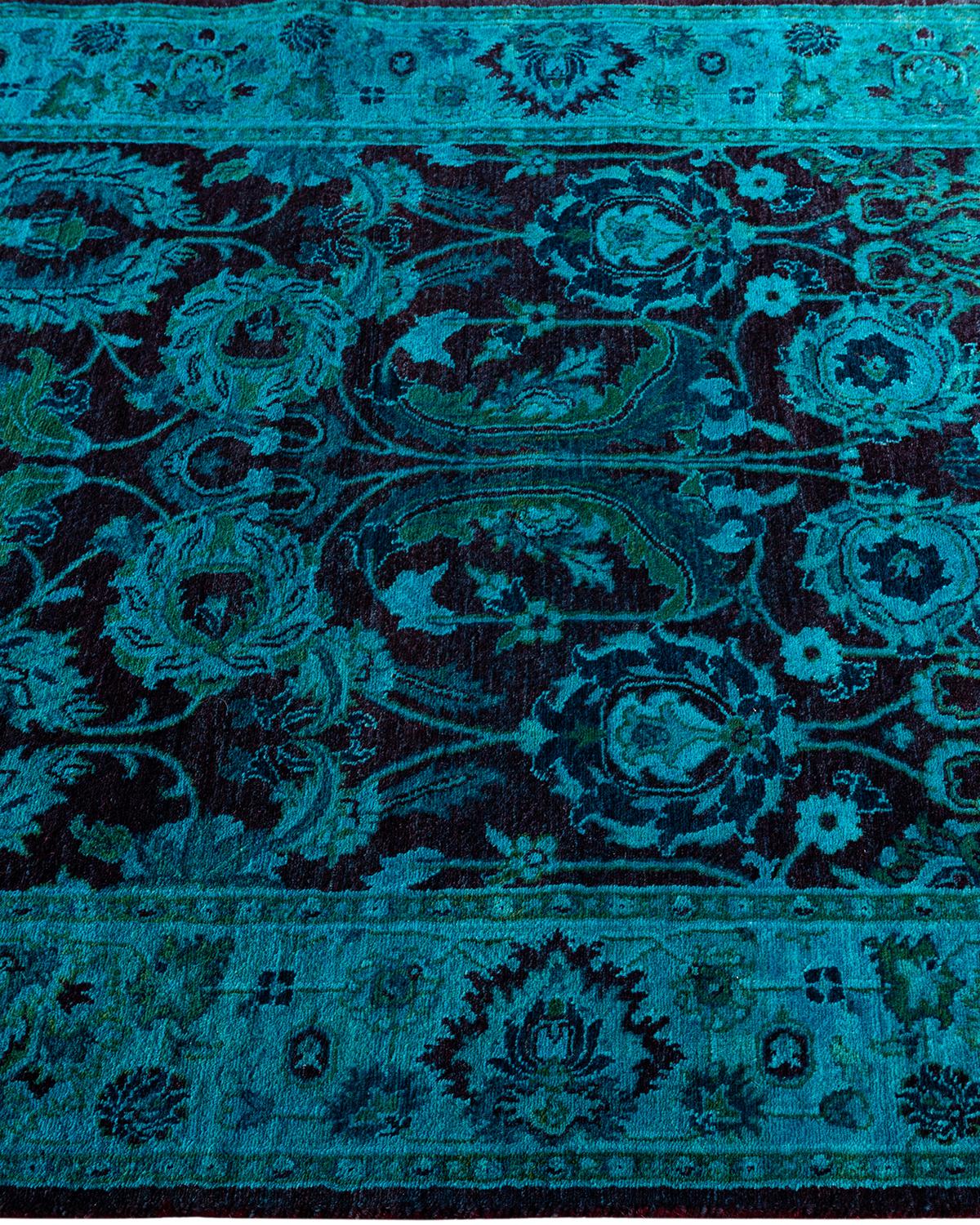 Contemporary Overdyed Hand Knotted Wool Blue Area Rug In New Condition For Sale In Norwalk, CT