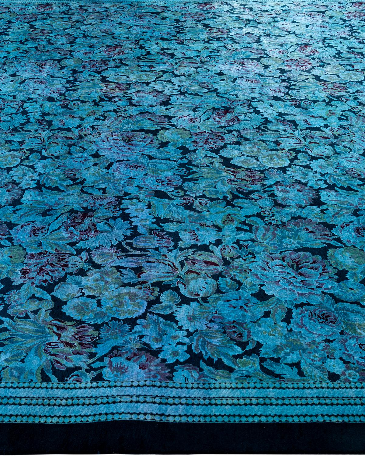 Alfombra de lana teñida a mano contemporánea azul en Nuevo estado para la venta en Norwalk, CT