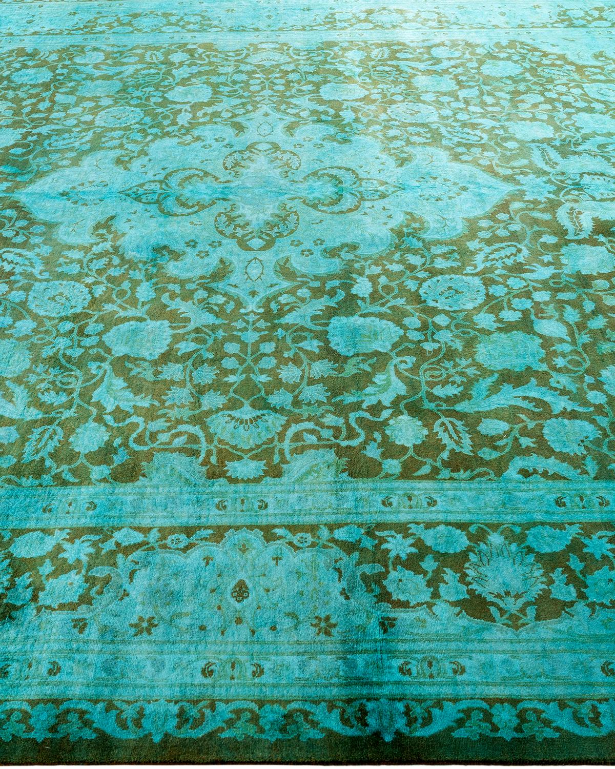 Contemporary Overdyed Hand Knotted Wool Blue Area Rug In New Condition For Sale In Norwalk, CT
