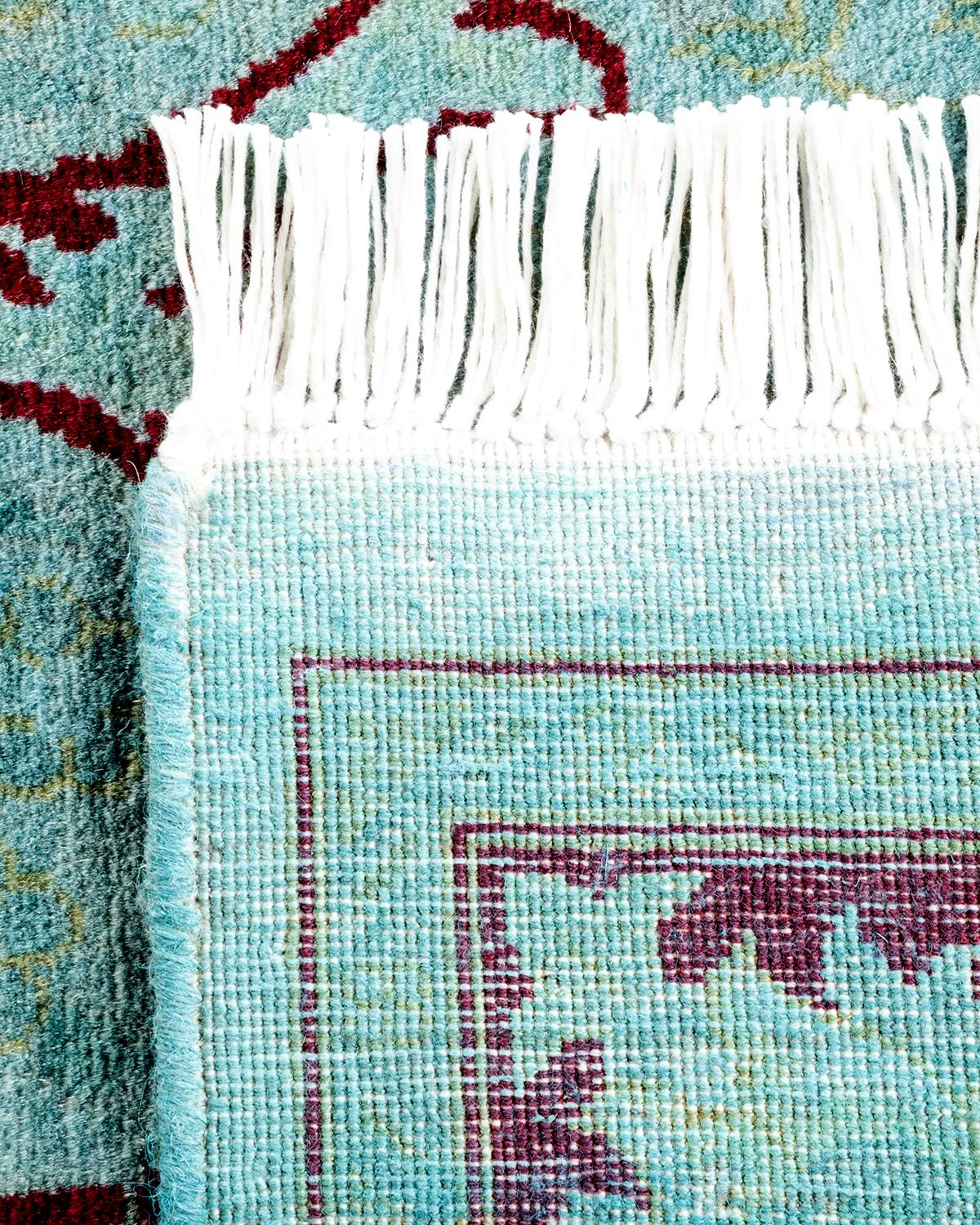 Contemporary Overdyed Hand Knotted Wool Blue Area Rug (21. Jahrhundert und zeitgenössisch) im Angebot