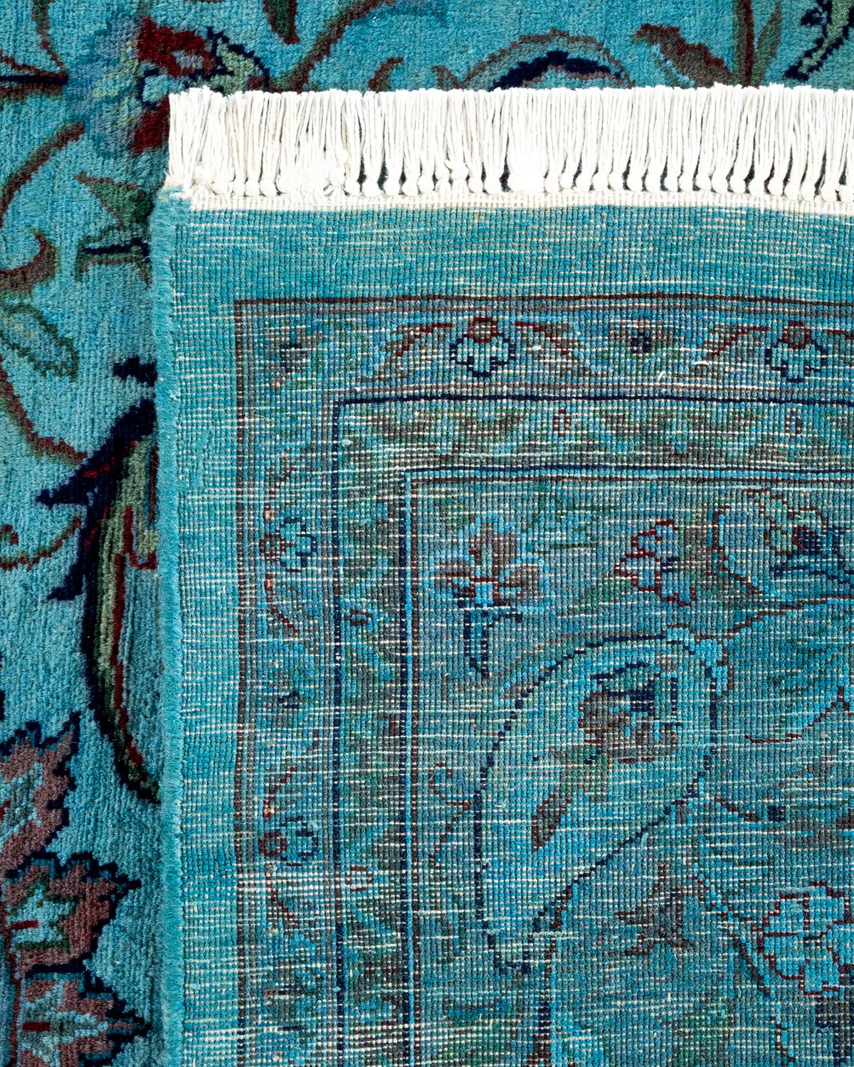 XXI secolo e contemporaneo Tappeto contemporaneo in lana sovratinta annodata a mano di colore blu in vendita