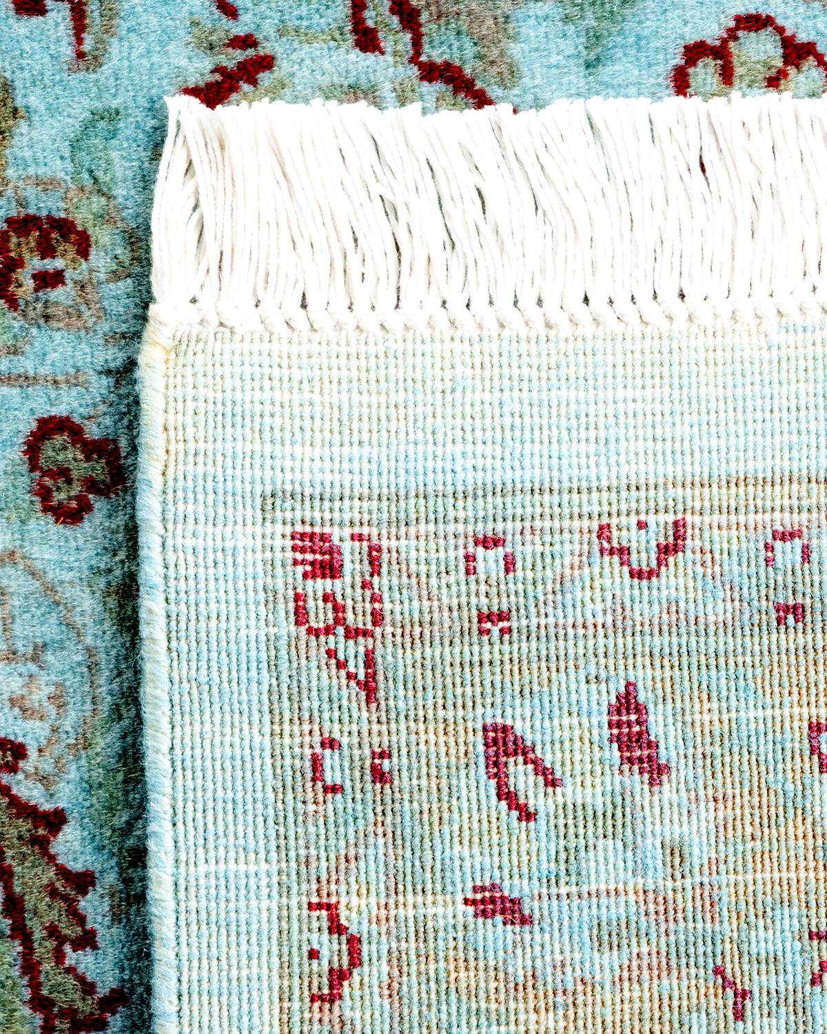 XXI secolo e contemporaneo Tappeto contemporaneo in lana sovratinta annodata a mano di colore blu in vendita