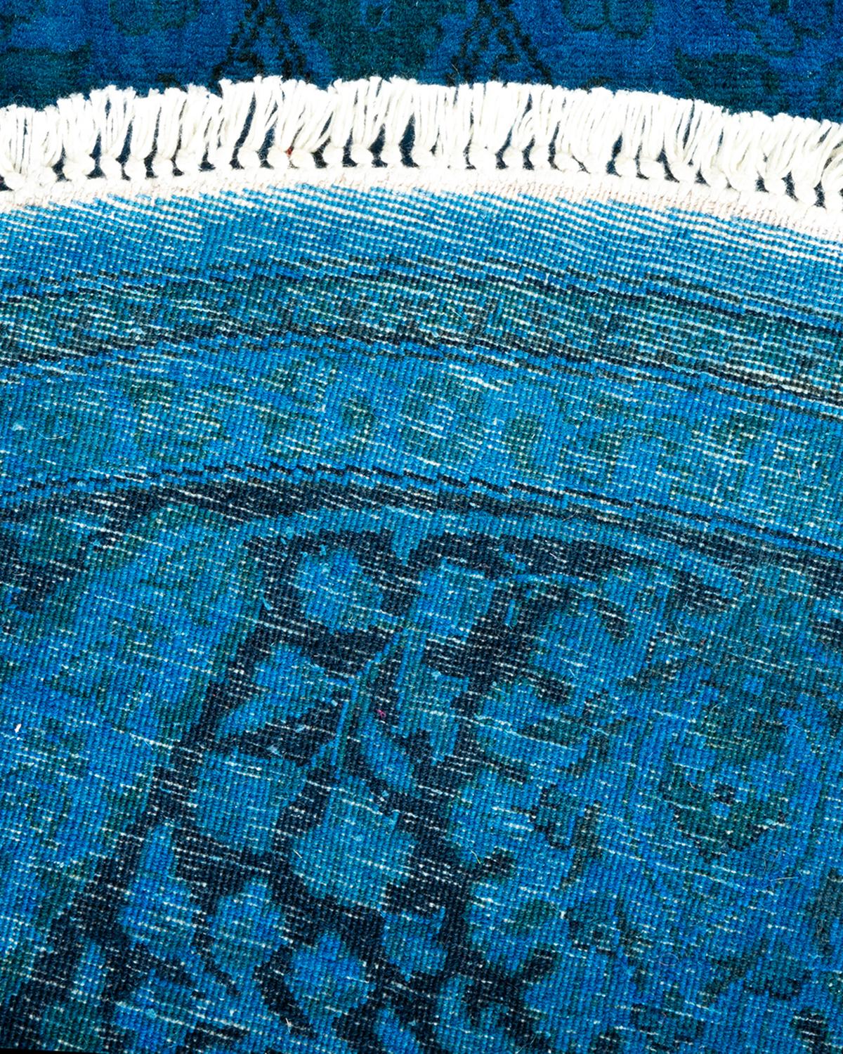 Alfombra de lana teñida a mano contemporánea azul Siglo XXI y contemporáneo en venta