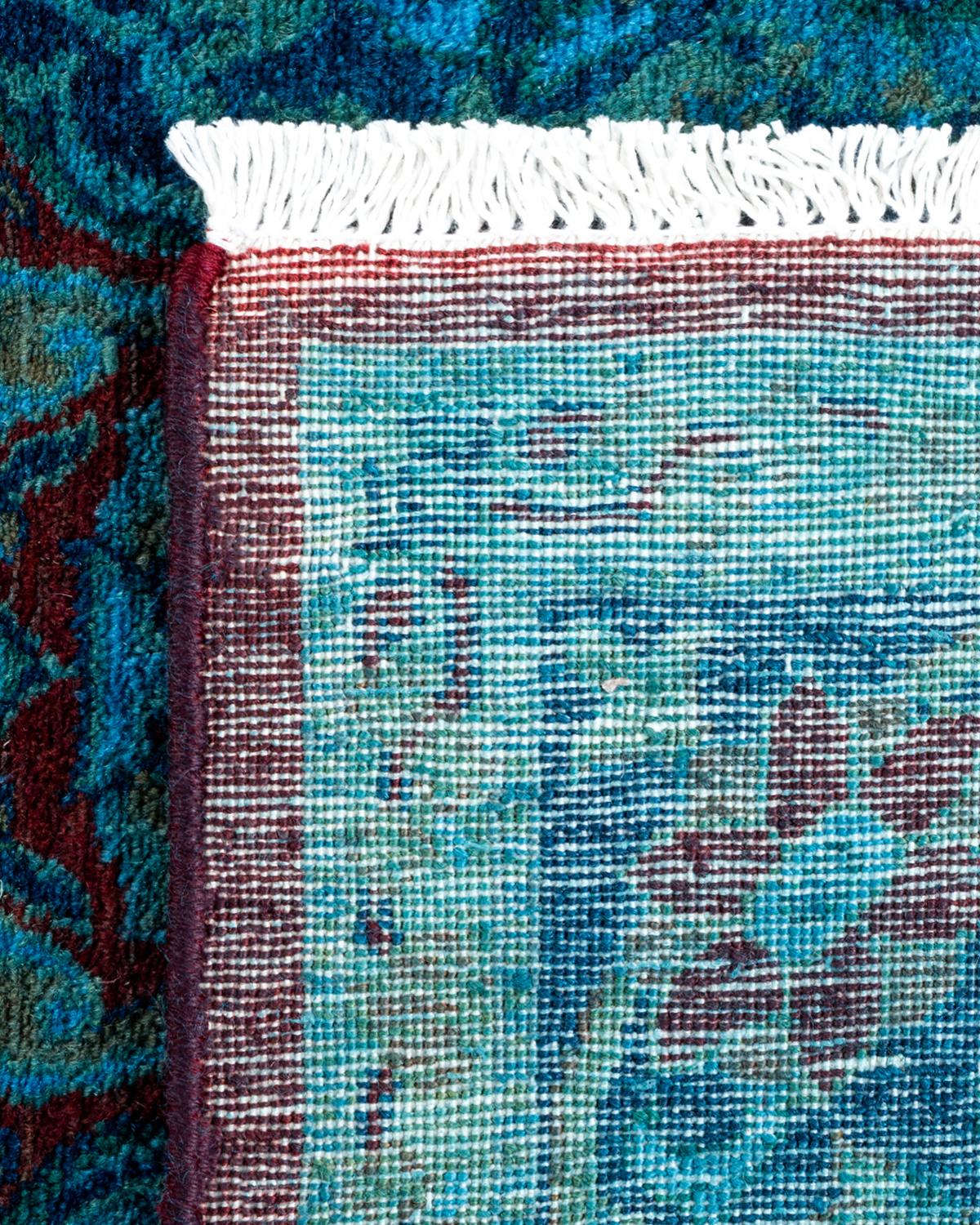 XXI secolo e contemporaneo Tappeto contemporaneo in lana sovratinta annodata a mano di colore blu in vendita