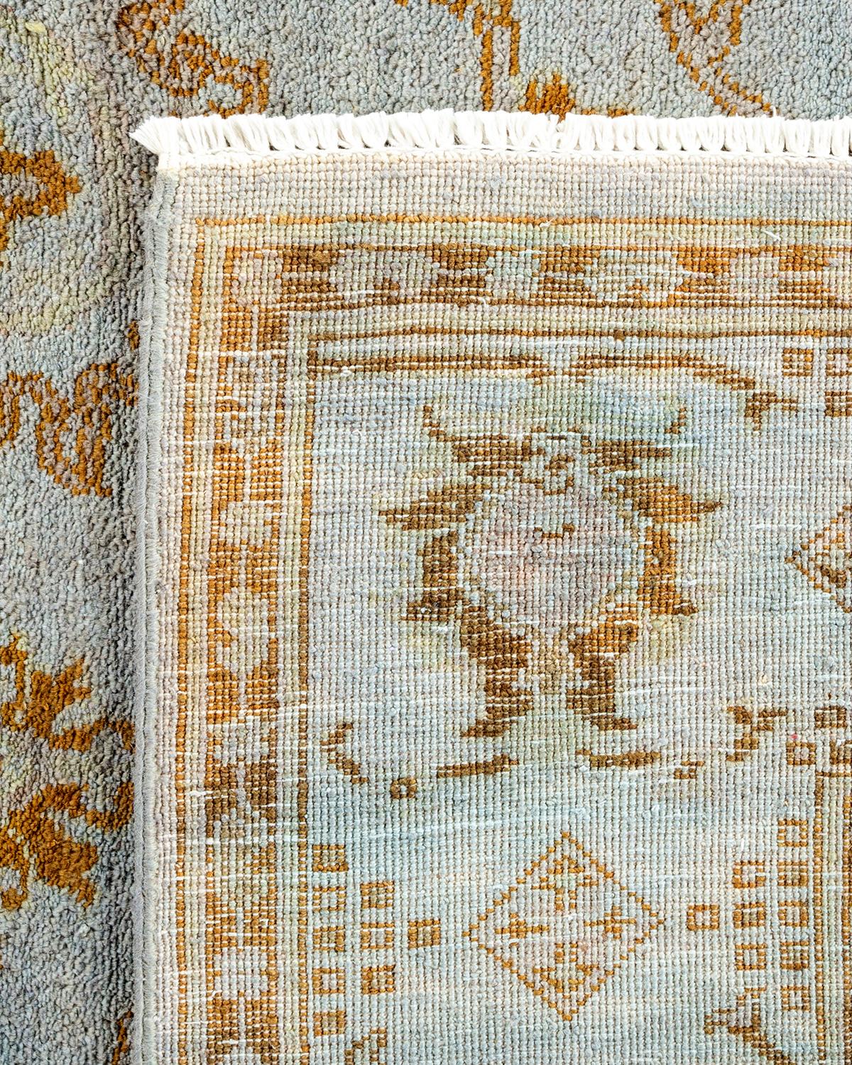 XXI secolo e contemporaneo Tappeto contemporaneo in lana sovratinta annodata a mano di colore blu in vendita