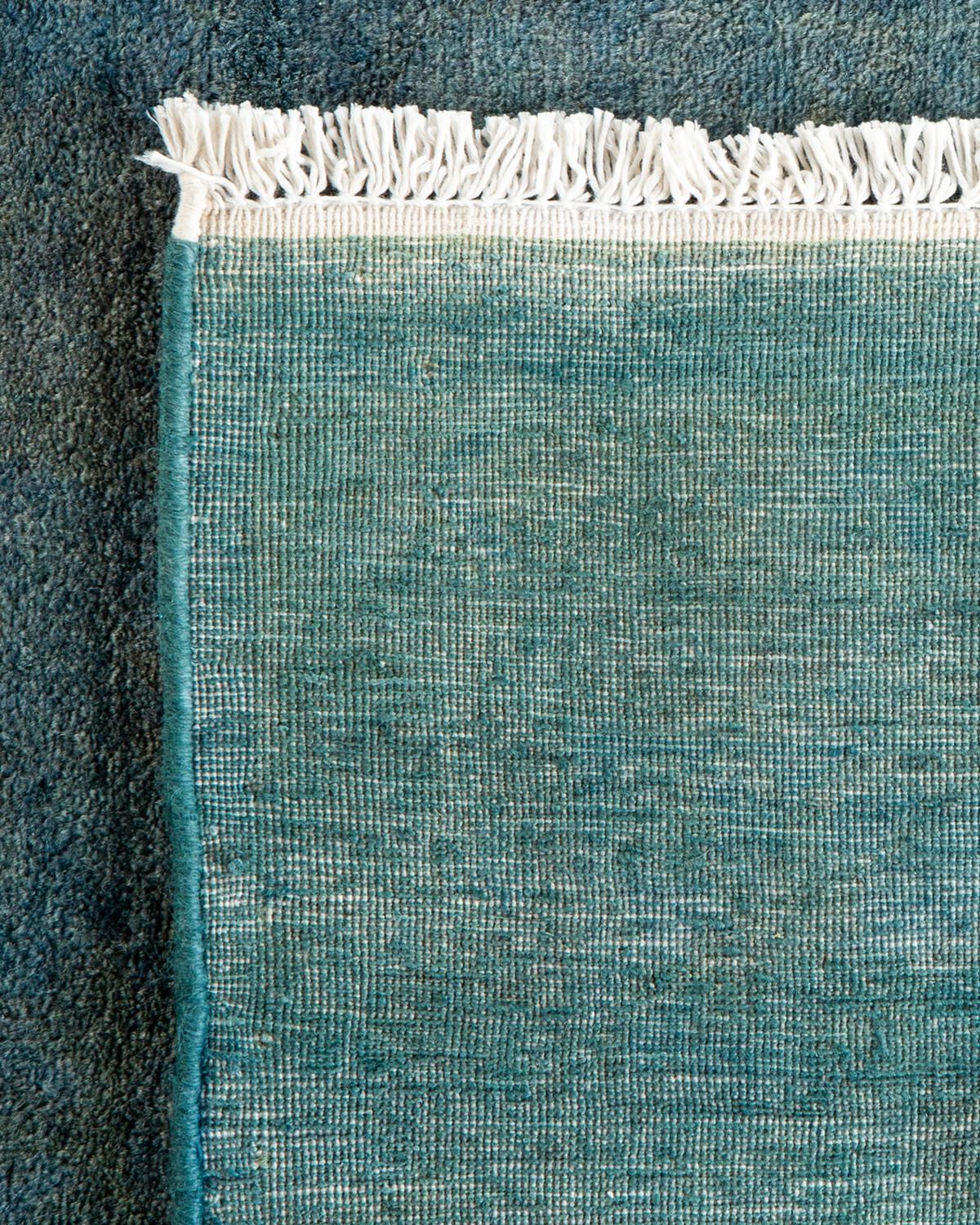 Alfombra de lana teñida a mano contemporánea azul Siglo XXI y contemporáneo en venta
