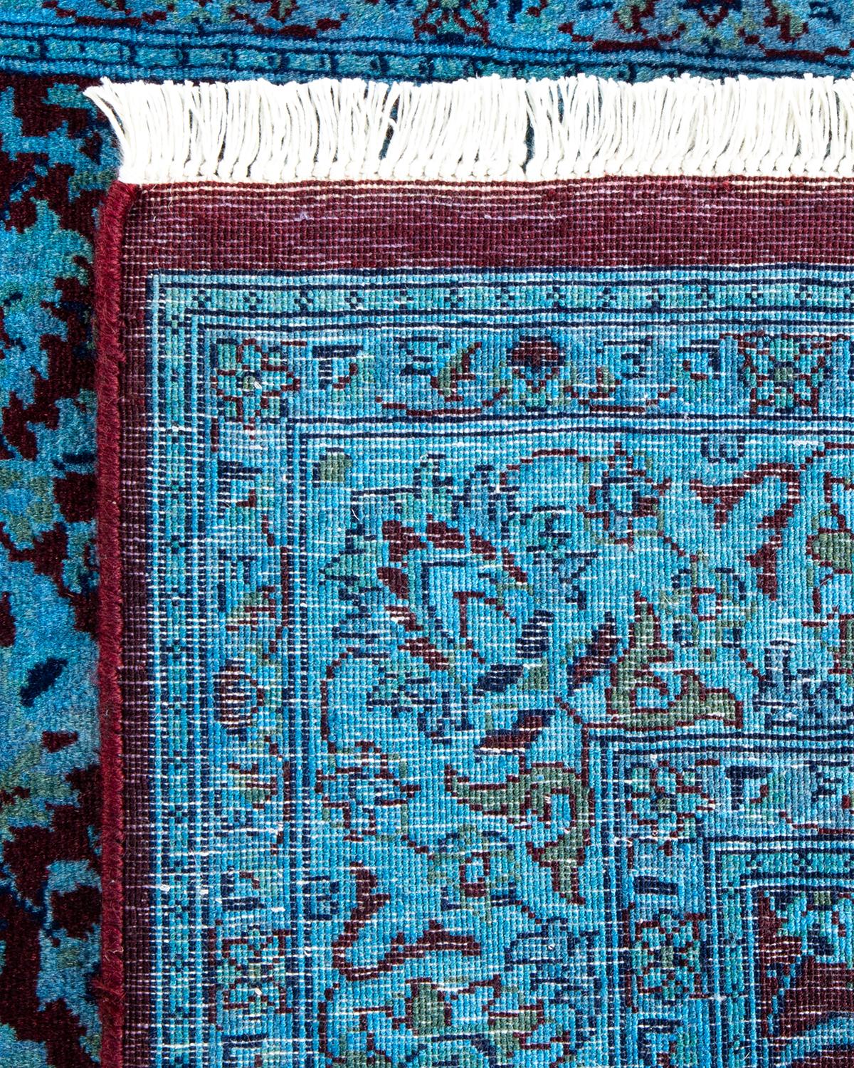 XXI secolo e contemporaneo Tappeto contemporaneo in lana sovratinta annodata a mano di colore blu in vendita
