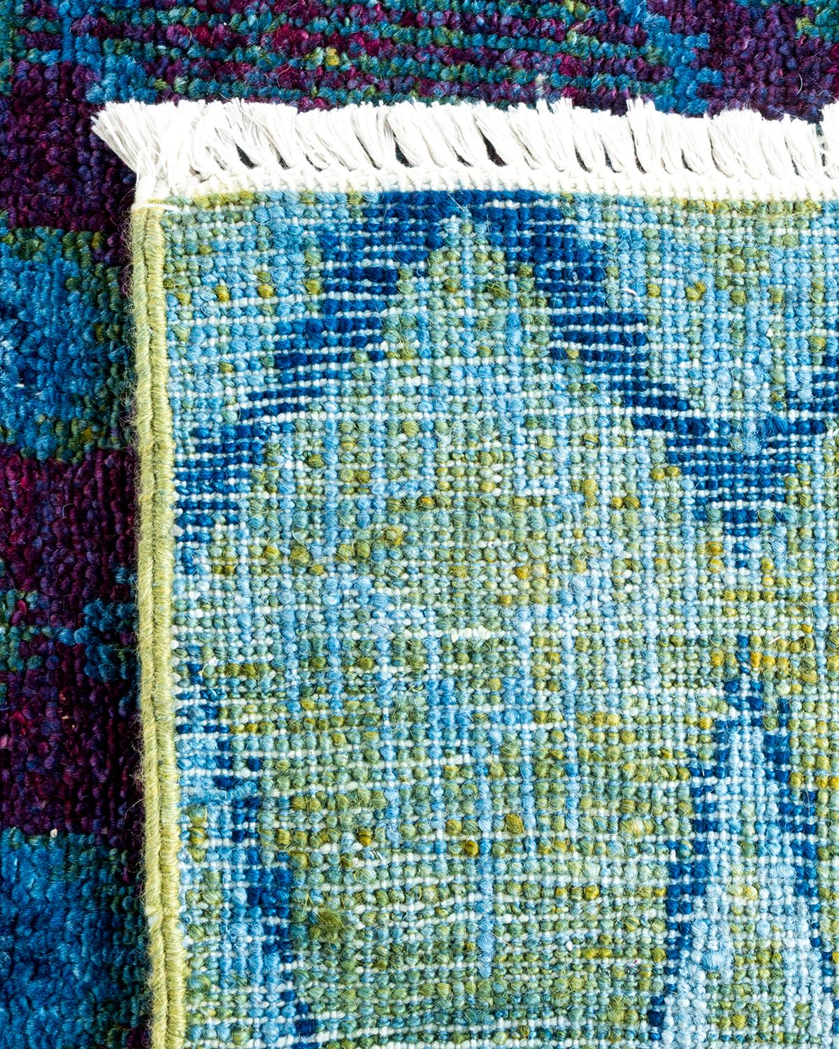 XXI secolo e contemporaneo Tappeto contemporaneo in lana sovratinta annodata a mano di colore blu in vendita