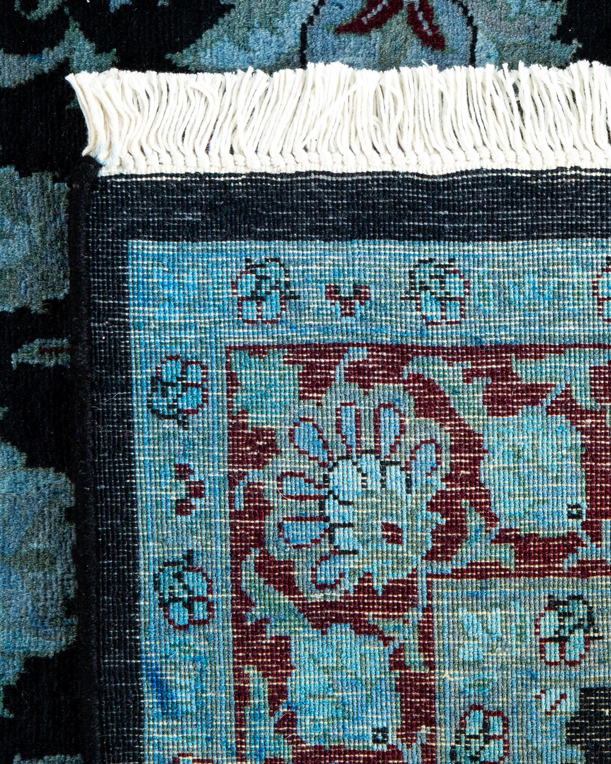 XXI secolo e contemporaneo Tappeto contemporaneo in lana sovratinta annodata a mano di colore blu in vendita