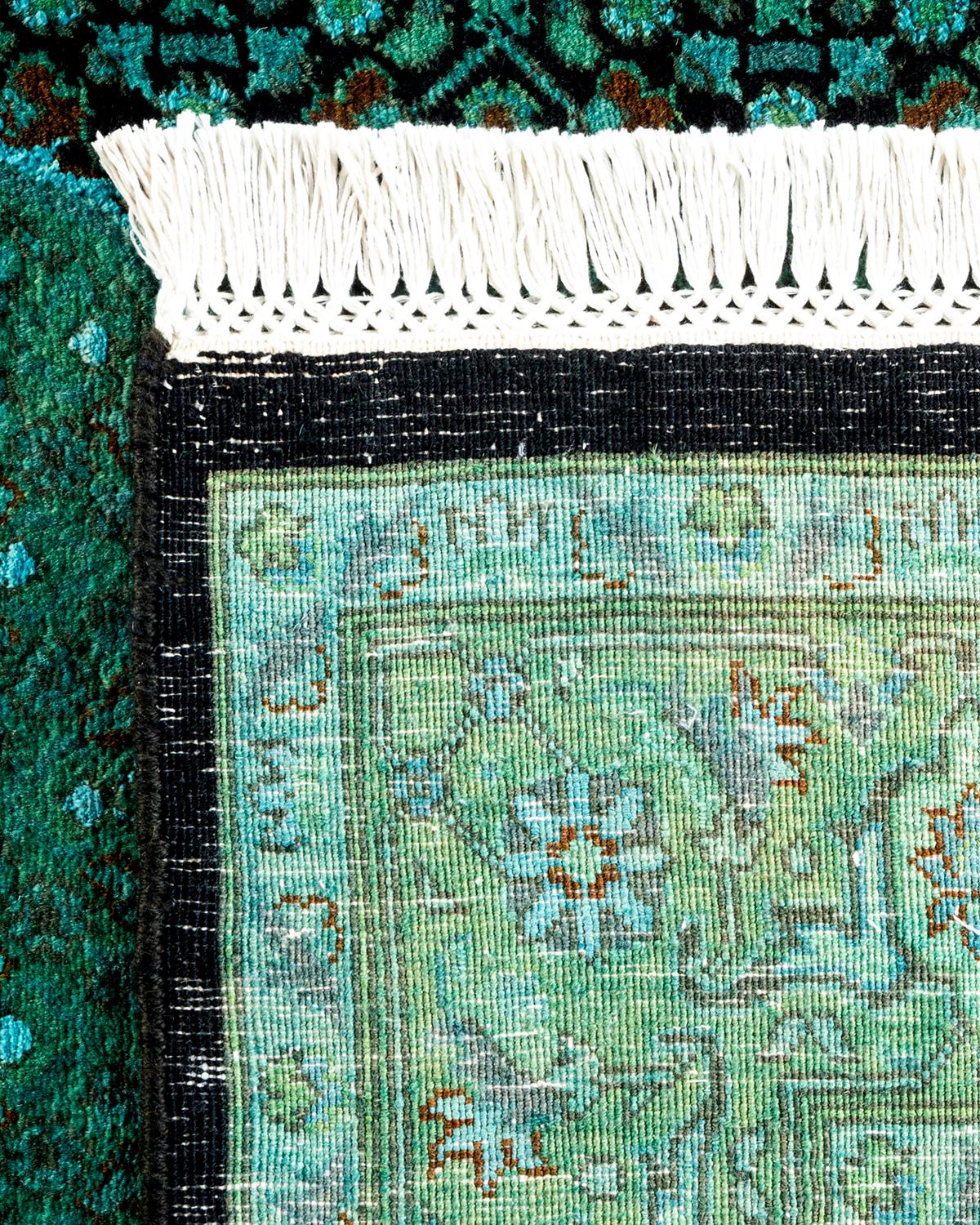 Contemporary Overdyed Hand Knotted Wool Blue Area Rug (21. Jahrhundert und zeitgenössisch) im Angebot