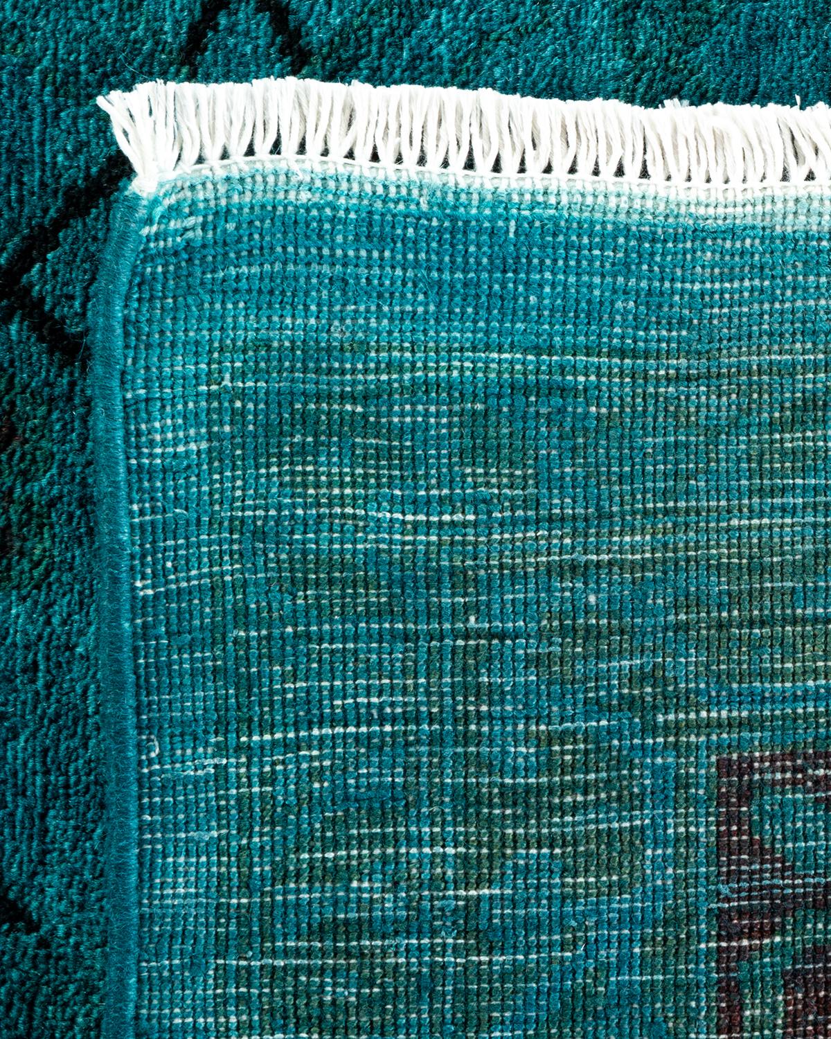XXI secolo e contemporaneo Tappeto contemporaneo in lana sovratinta annodata a mano di colore blu in vendita