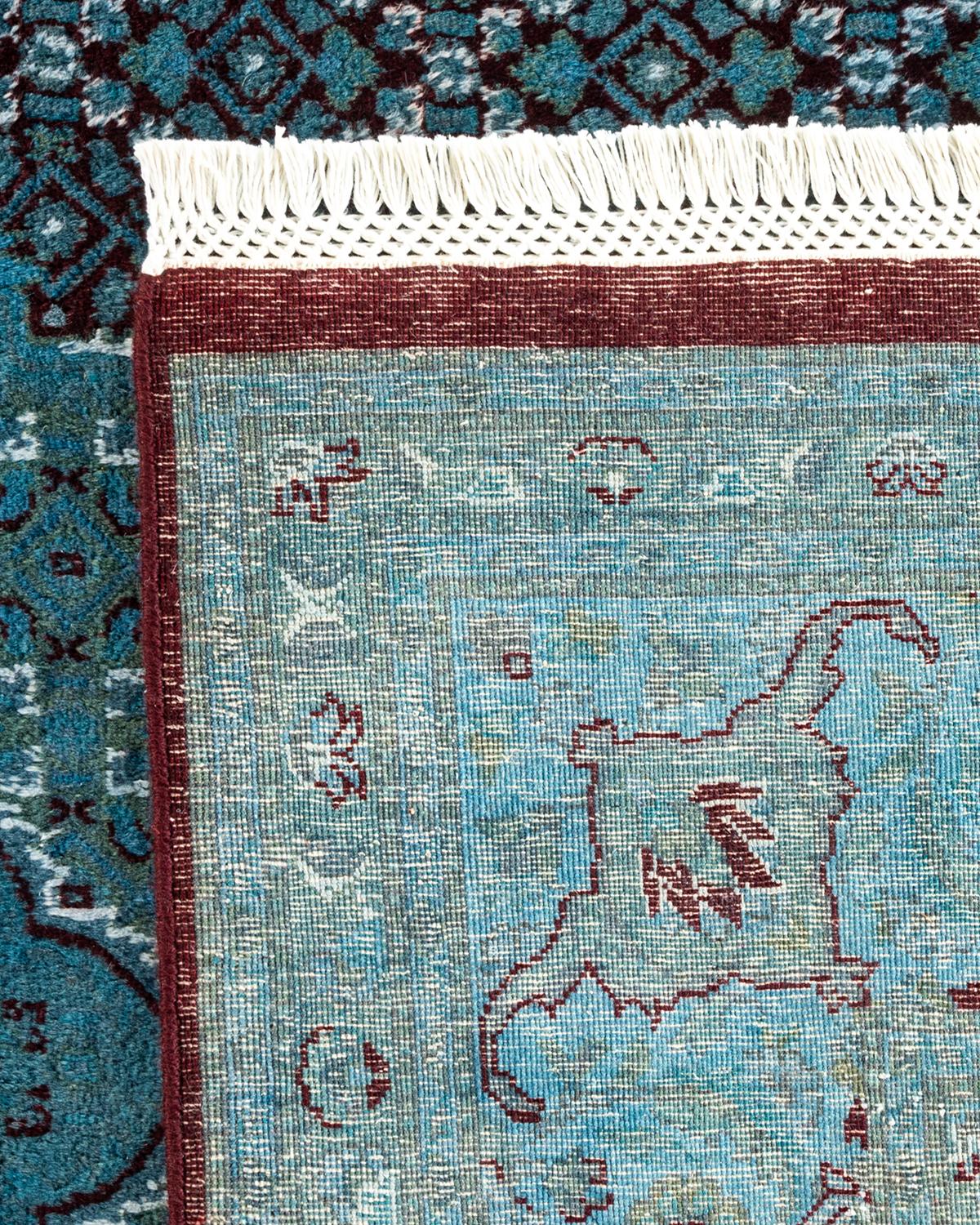 Contemporary Overdyed Hand Knotted Wool Blue Area Rug (21. Jahrhundert und zeitgenössisch) im Angebot