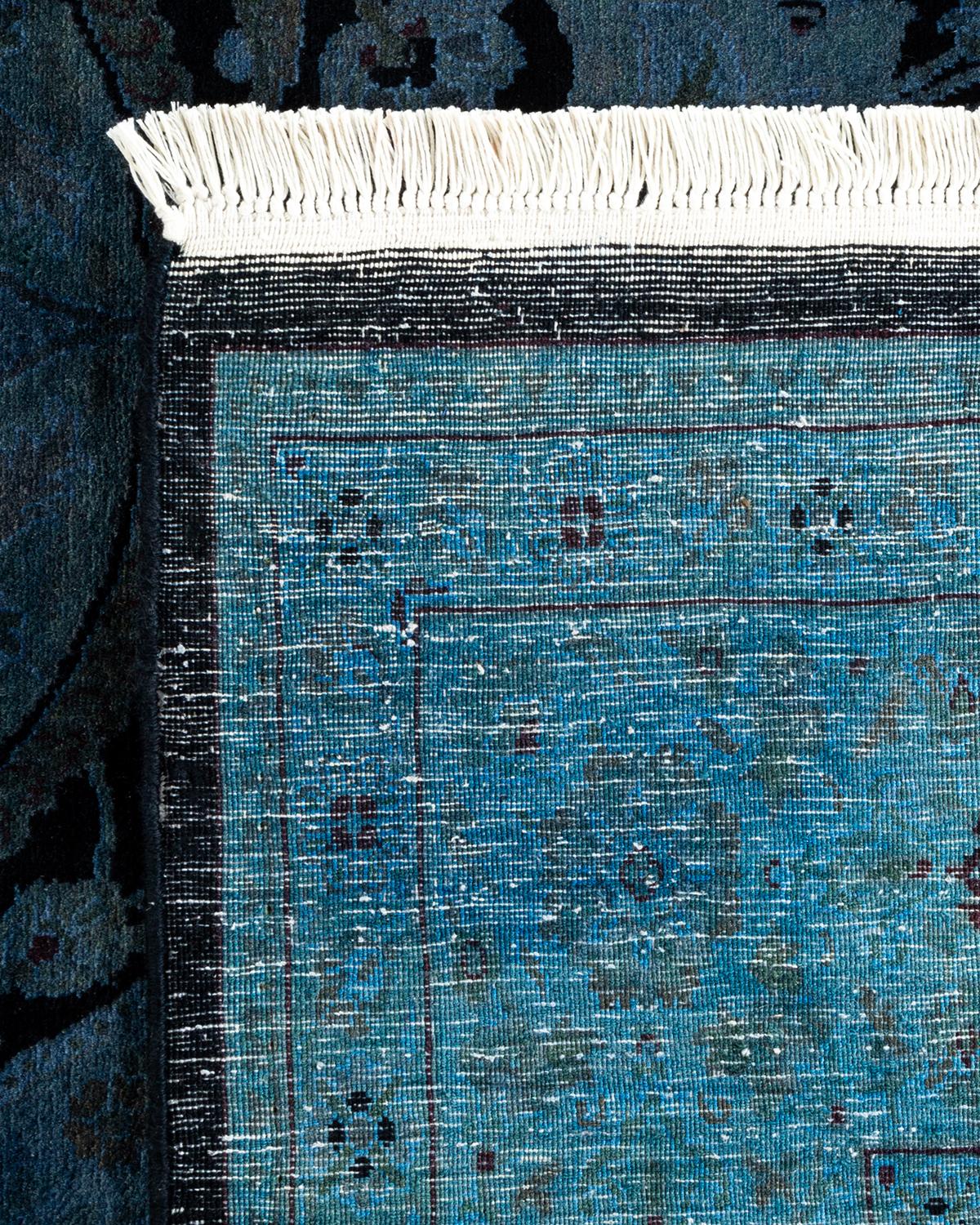 XXI secolo e contemporaneo Tappeto contemporaneo in lana sovratinta annodata a mano di colore blu in vendita