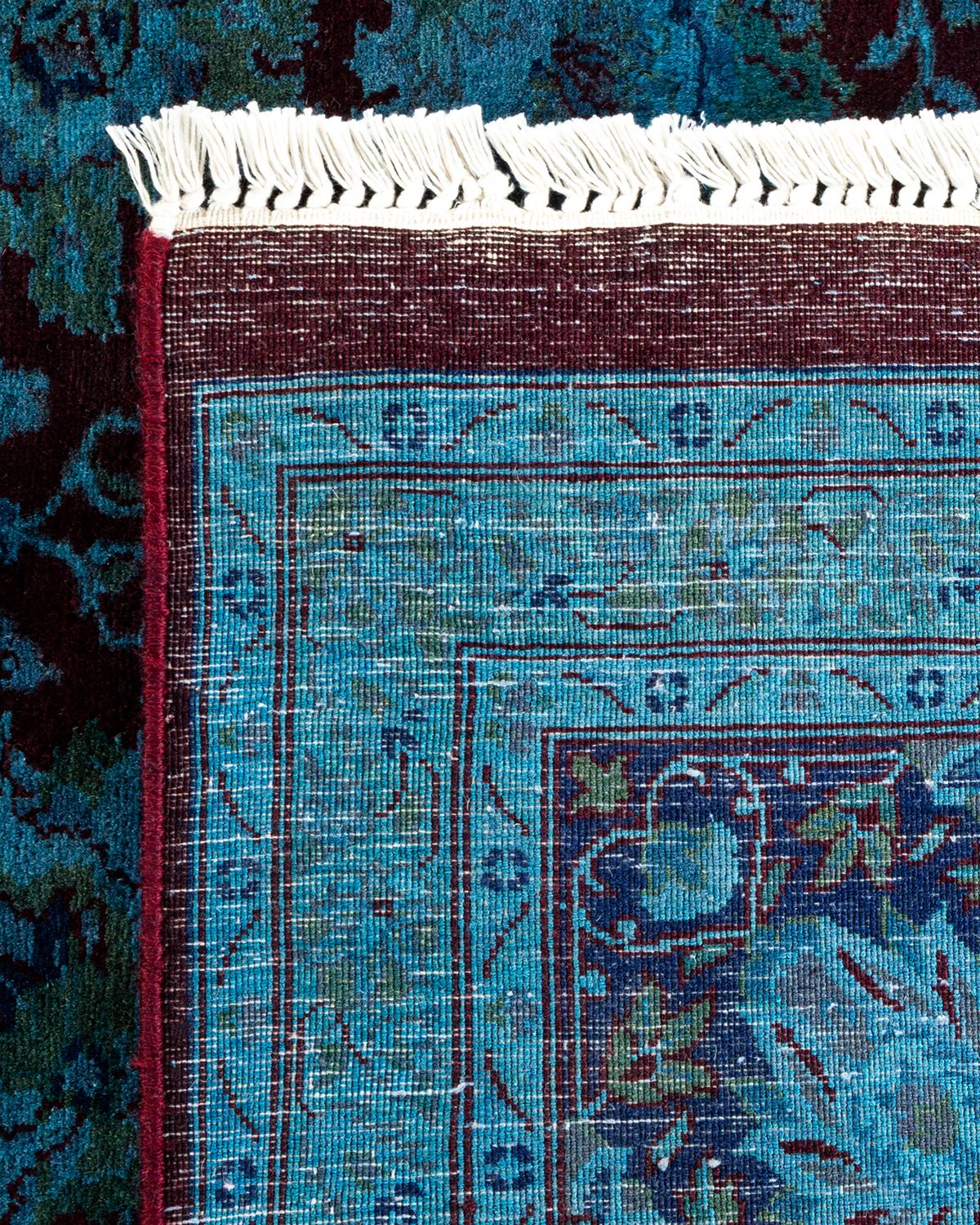 XXIe siècle et contemporain Tapis de sol contemporain en laine surteinte nouée à la main, bleu en vente