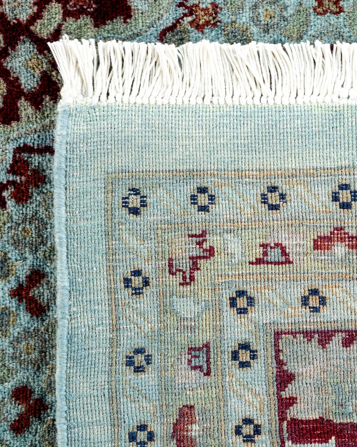 Contemporary Overdyed Hand Knotted Wool Blue Area Rug (21. Jahrhundert und zeitgenössisch) im Angebot