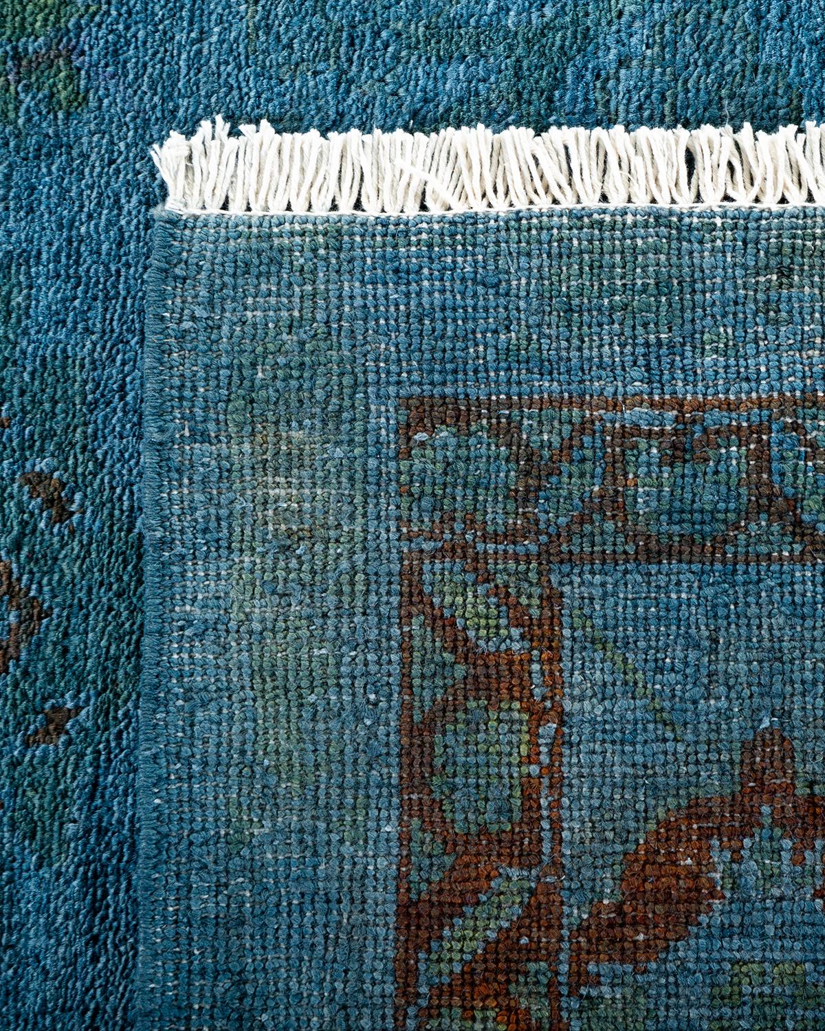 Alfombra de lana teñida a mano contemporánea azul Siglo XXI y contemporáneo en venta