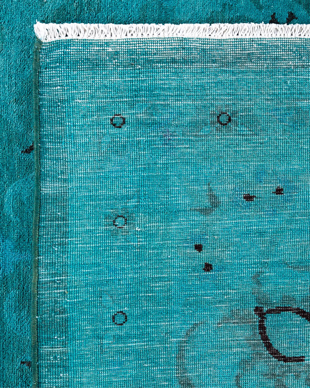 XXI secolo e contemporaneo Tappeto contemporaneo in lana sovratinta annodata a mano di colore blu in vendita
