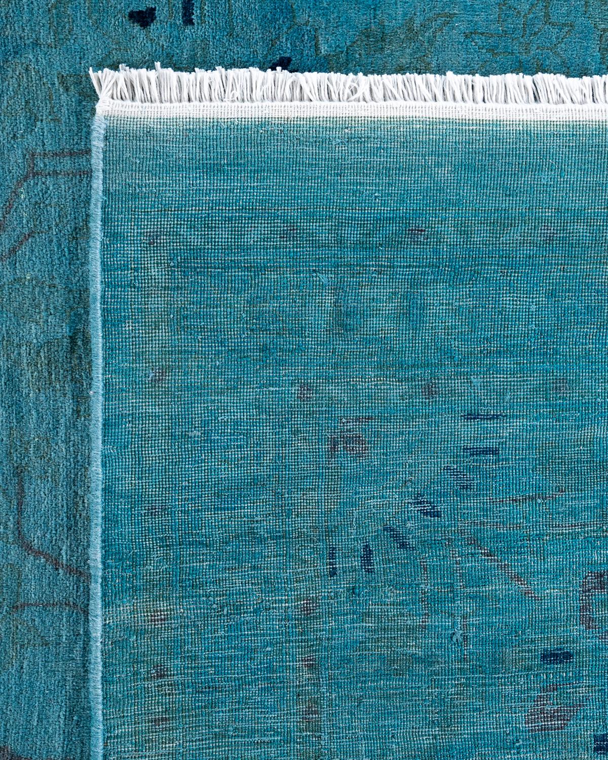 XXIe siècle et contemporain Tapis de sol contemporain en laine surteinte nouée à la main, bleu en vente