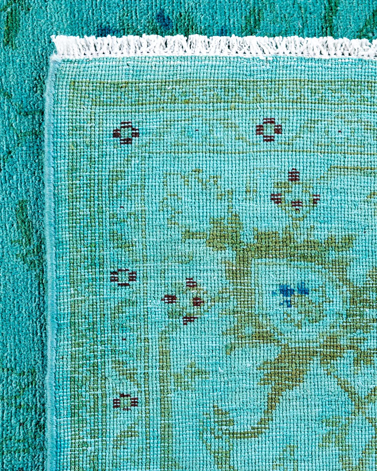 XXIe siècle et contemporain Tapis de sol contemporain en laine surteinte nouée à la main, bleu en vente