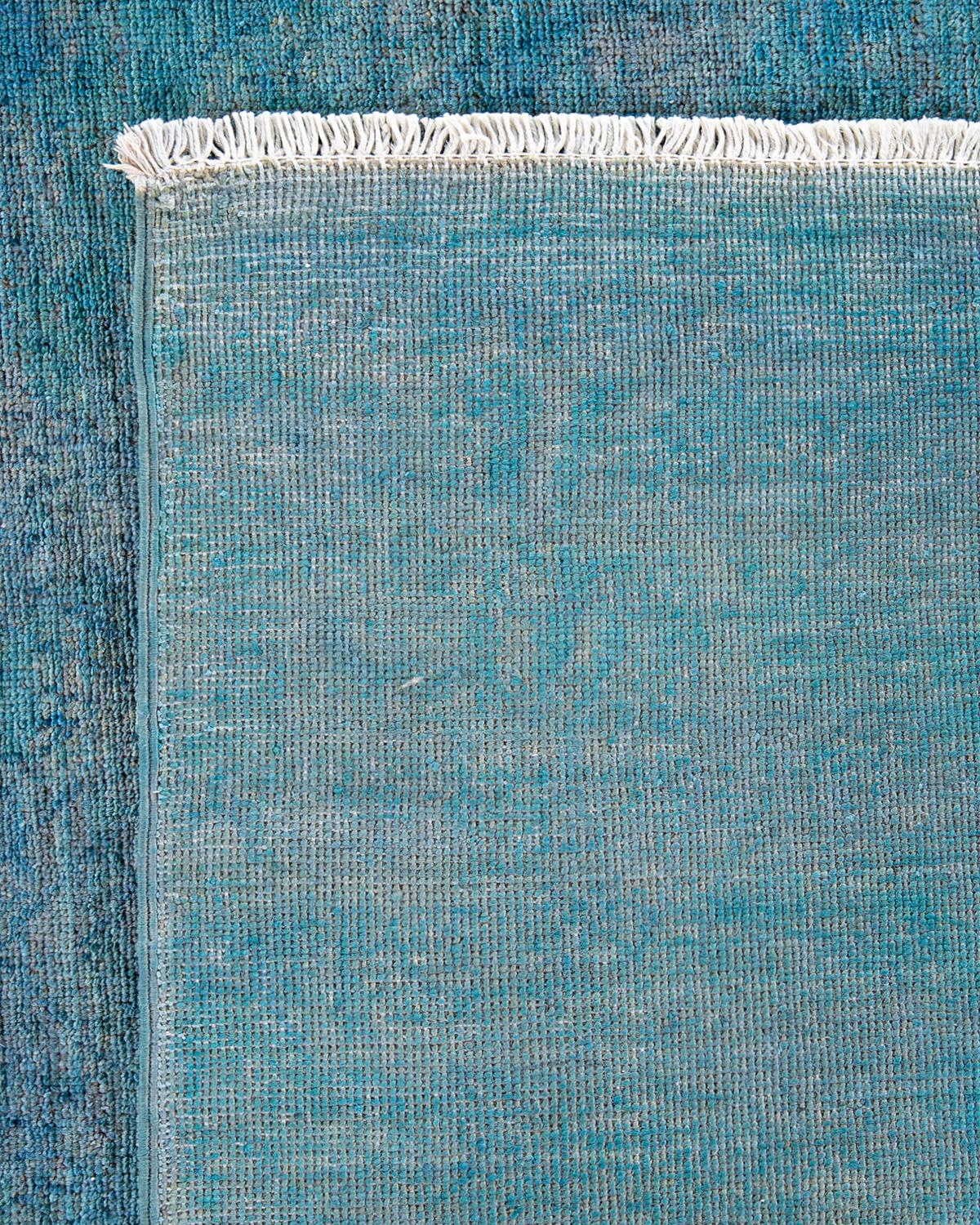 XXIe siècle et contemporain Tapis de sol contemporain en laine surteinte nouée à la main, bleu en vente