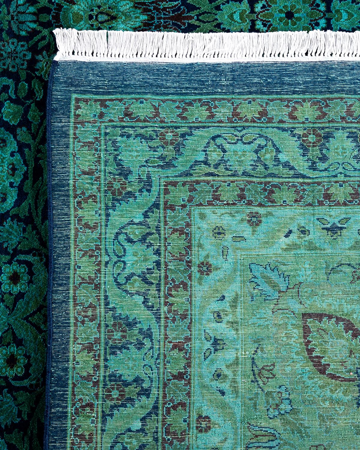XXI secolo e contemporaneo Tappeto contemporaneo in lana sovratinta annodata a mano di colore blu in vendita