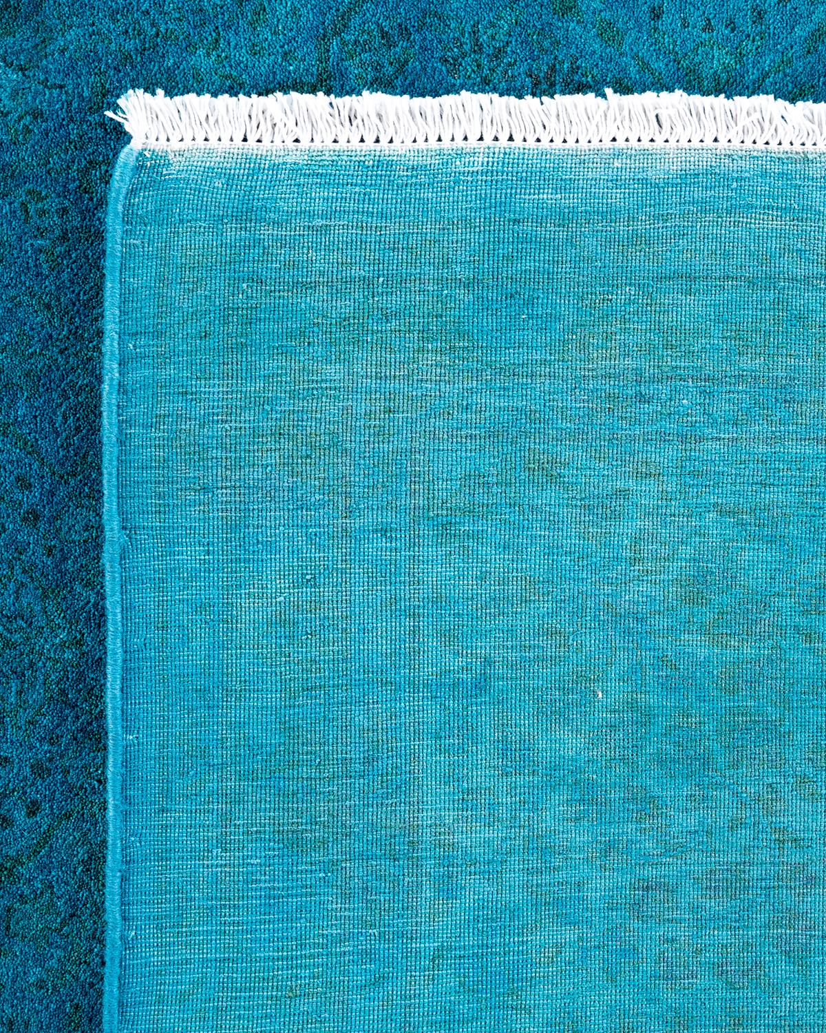 XXI secolo e contemporaneo Tappeto contemporaneo in lana sovratinta annodata a mano di colore blu in vendita