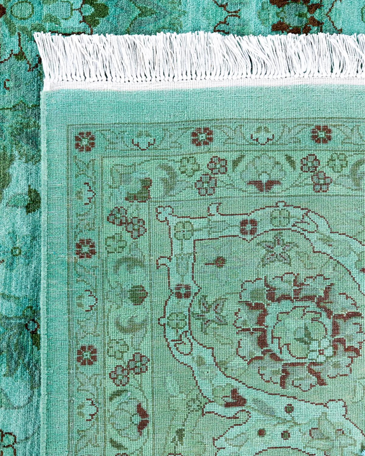 XXI secolo e contemporaneo Tappeto contemporaneo in lana sovratinta annodata a mano di colore blu in vendita